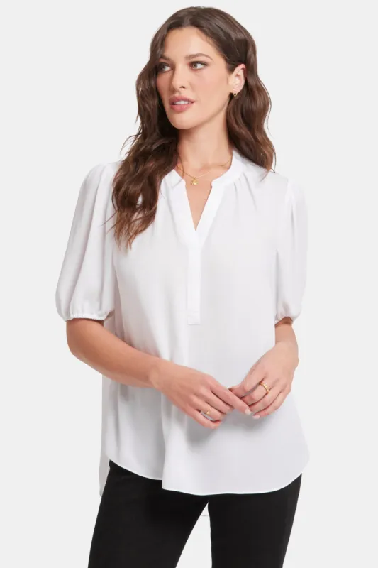 Short Puff Sleeve Popover Top - Optic White sold by NYDJ