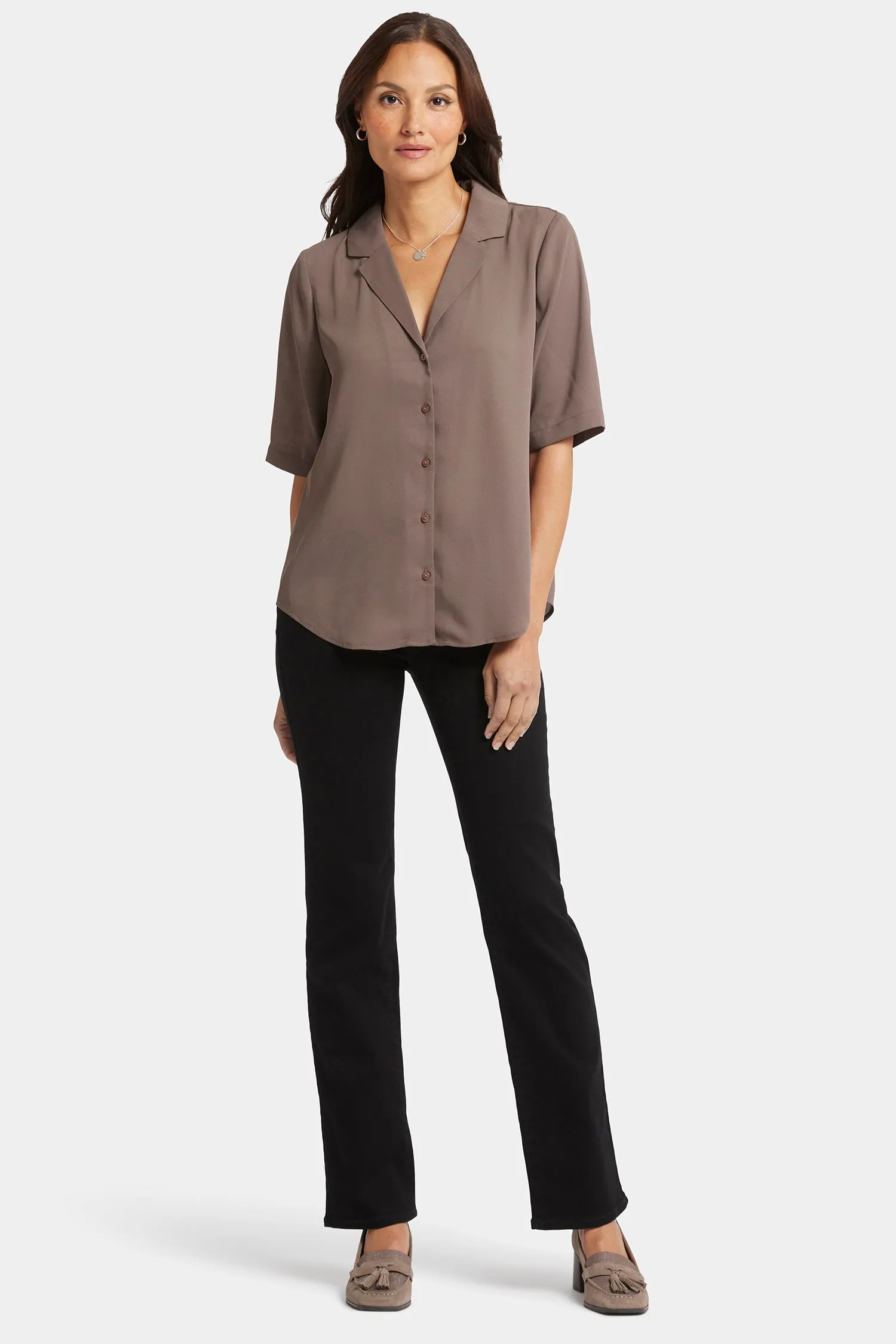 Gabrielle Short Sleeved Blouse - Dark Wood sold by NYDJ product image thumbnail 5