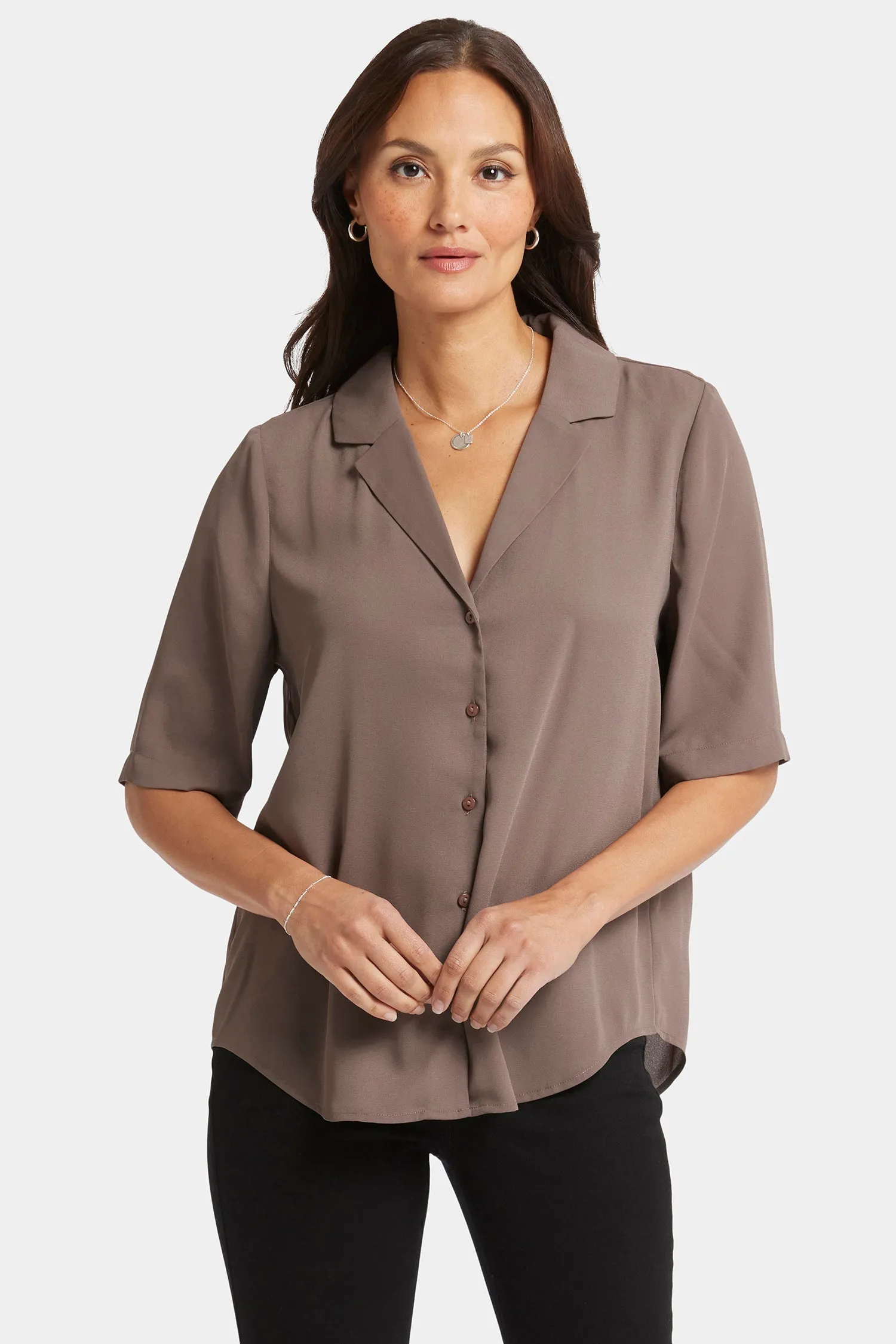Gabrielle Short Sleeved Blouse - Dark Wood sold by NYDJ product image thumbnail 4