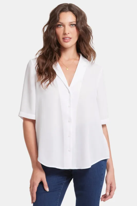 Gabrielle Short Sleeved Blouse - Optic White sold by NYDJ