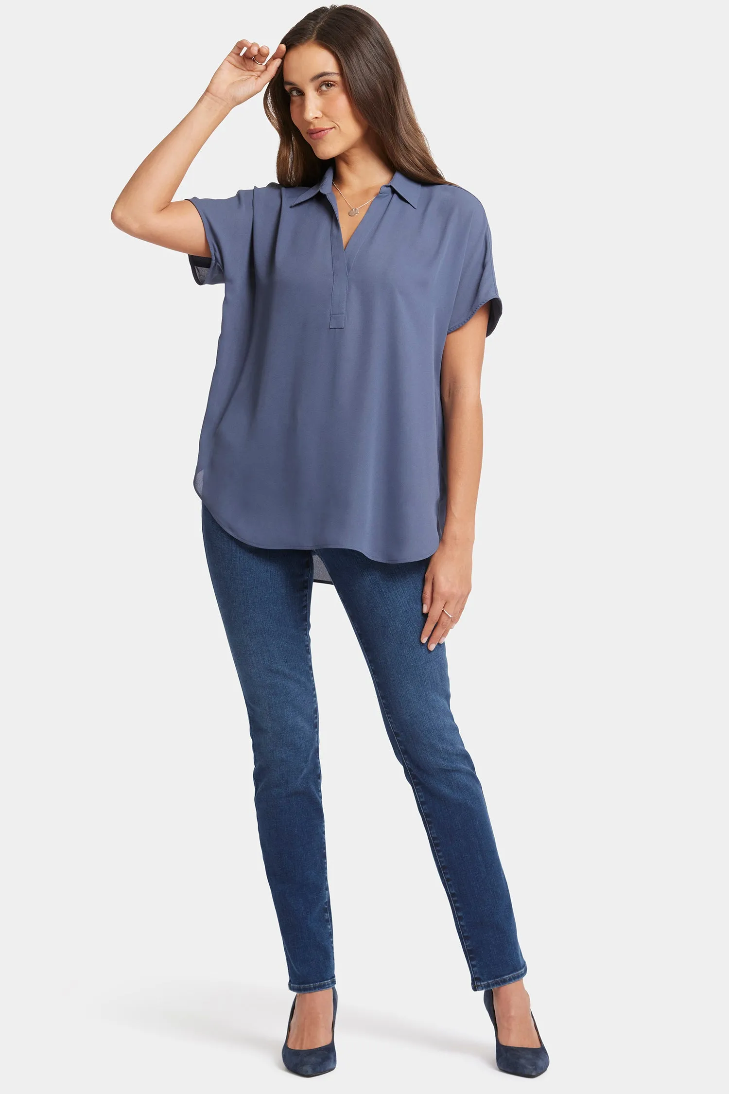 Becky Short Sleeved Blouse - Cascade Lake sold by NYDJ product image thumbnail 5