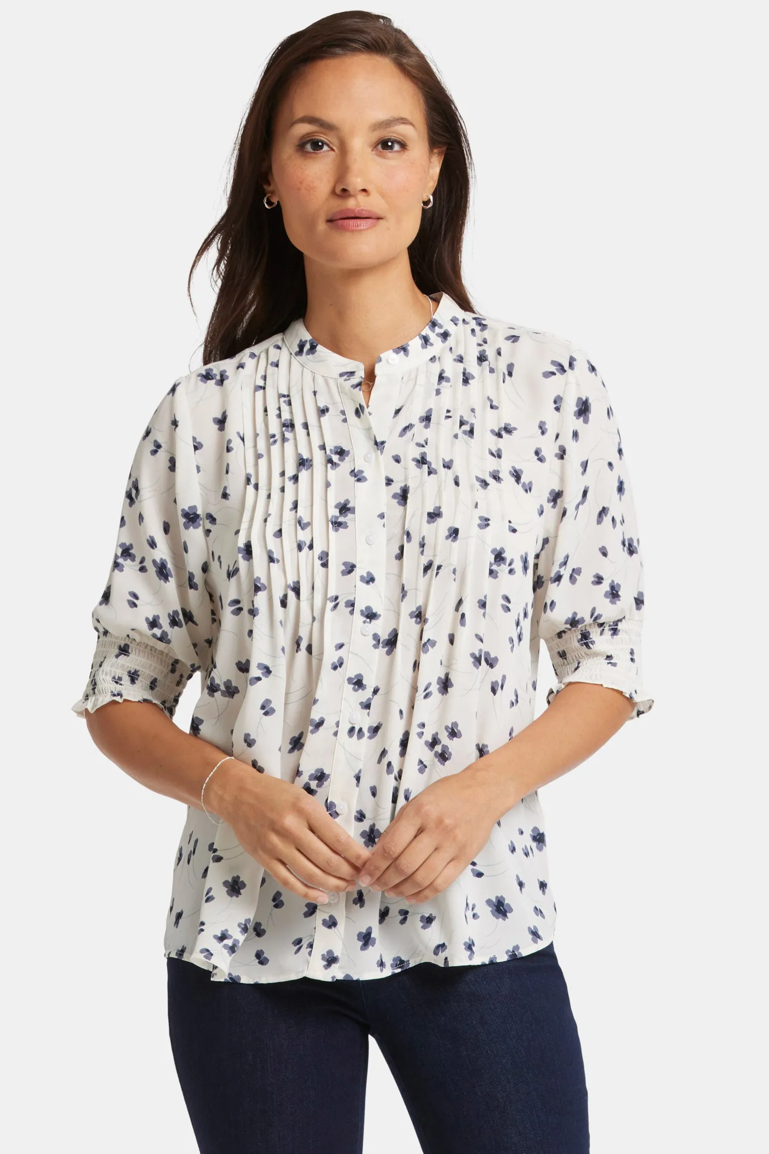 Pleated Short Sleeved Blouse - Iris Buds sold by NYDJ product image thumbnail 4