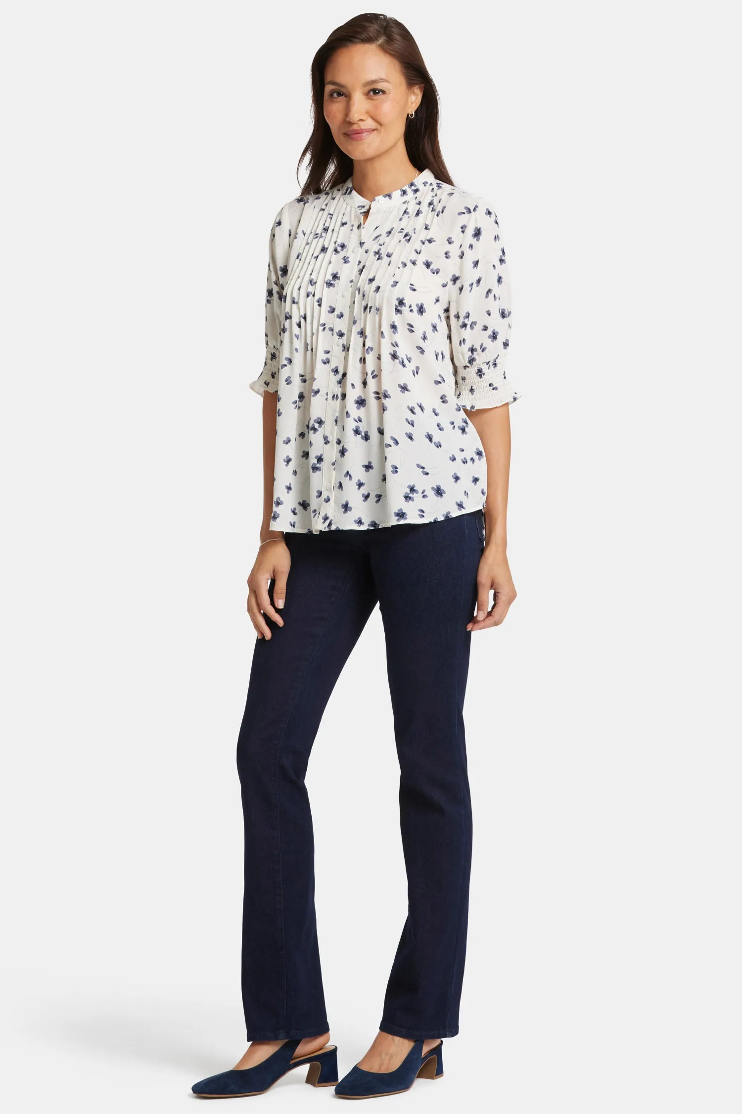 Pleated Short Sleeved Blouse - Iris Buds sold by NYDJ product image thumbnail 5