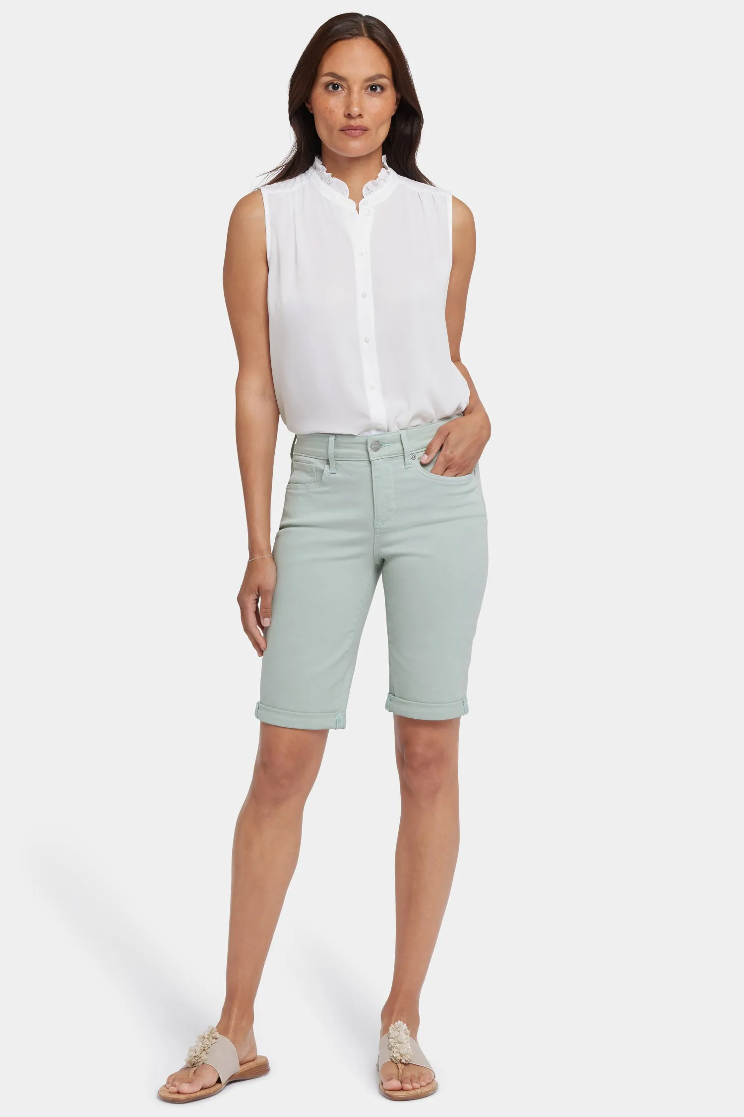 Briella 11 Inch Denim Shorts - Tomatillo sold by NYDJ product image thumbnail 4