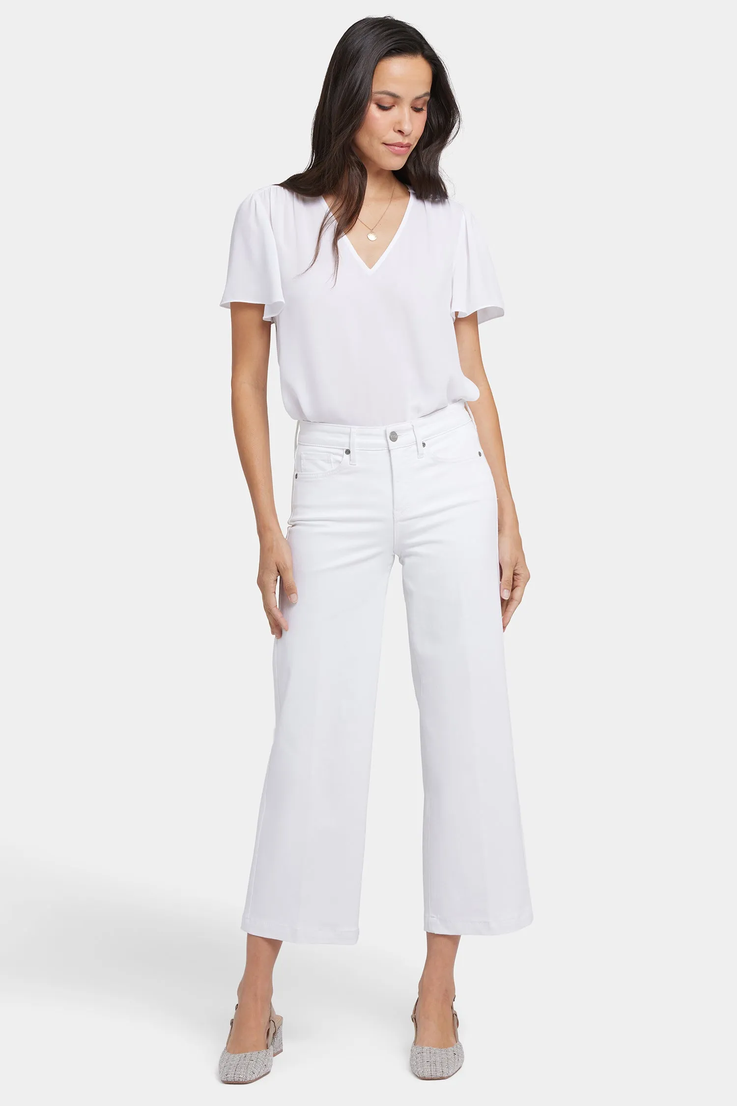 Teresa Wide Leg Ankle Jeans In Petite - Optic White sold by NYDJ