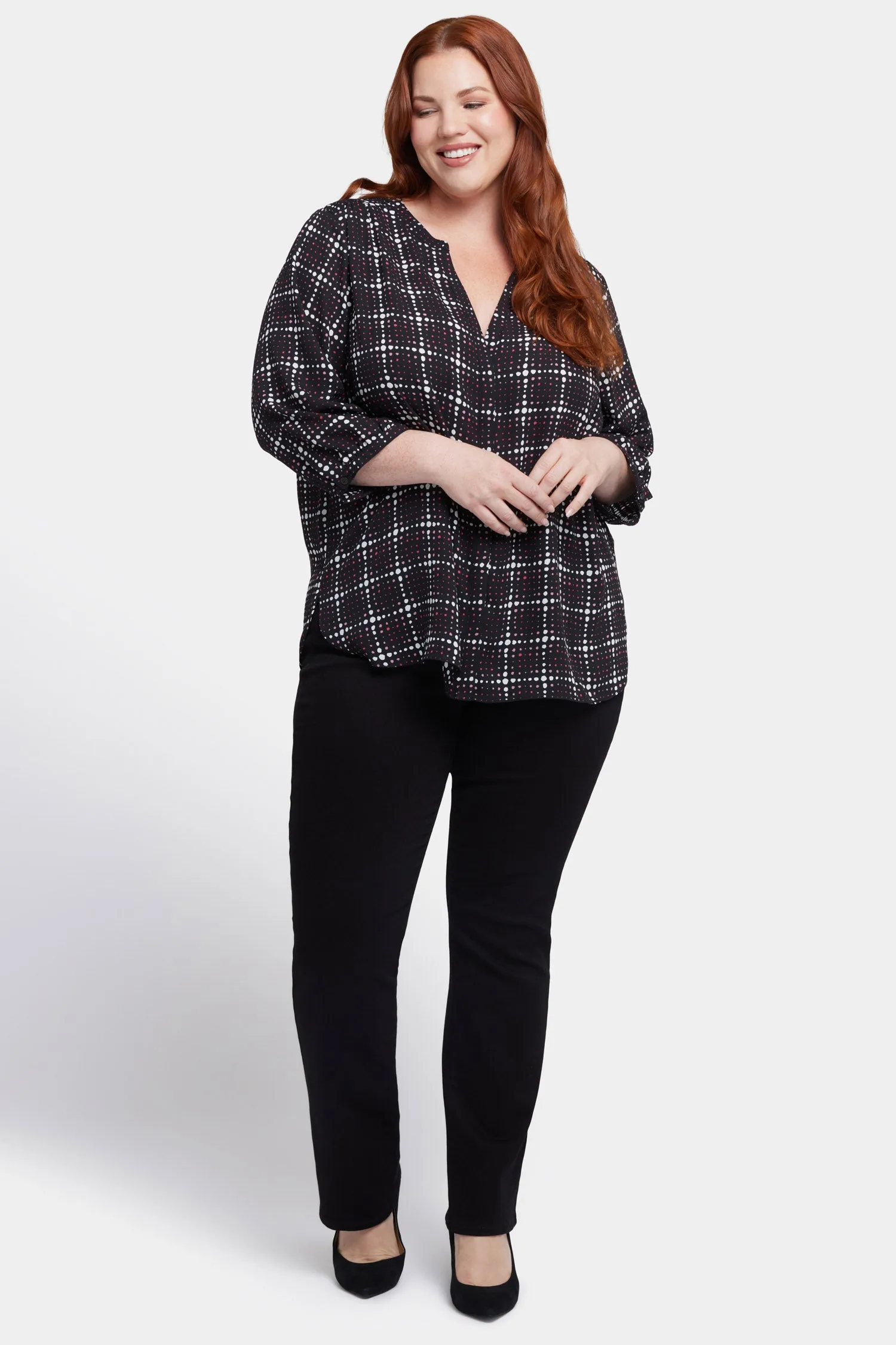 Pintuck Blouse In Plus Size - Lattice Dots sold by NYDJ product image thumbnail 5