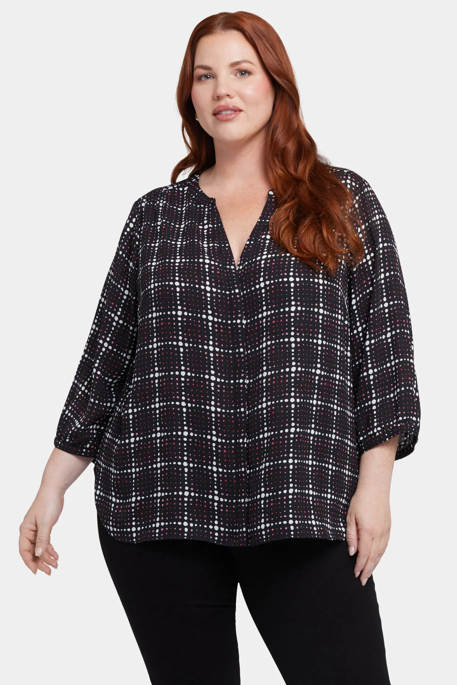 Pintuck Blouse In Plus Size - Lattice Dots sold by NYDJ product image thumbnail 4