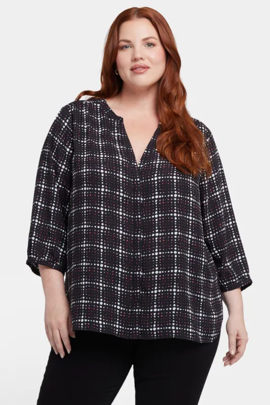 Pintuck Blouse In Plus Size - Lattice Dots sold by NYDJ