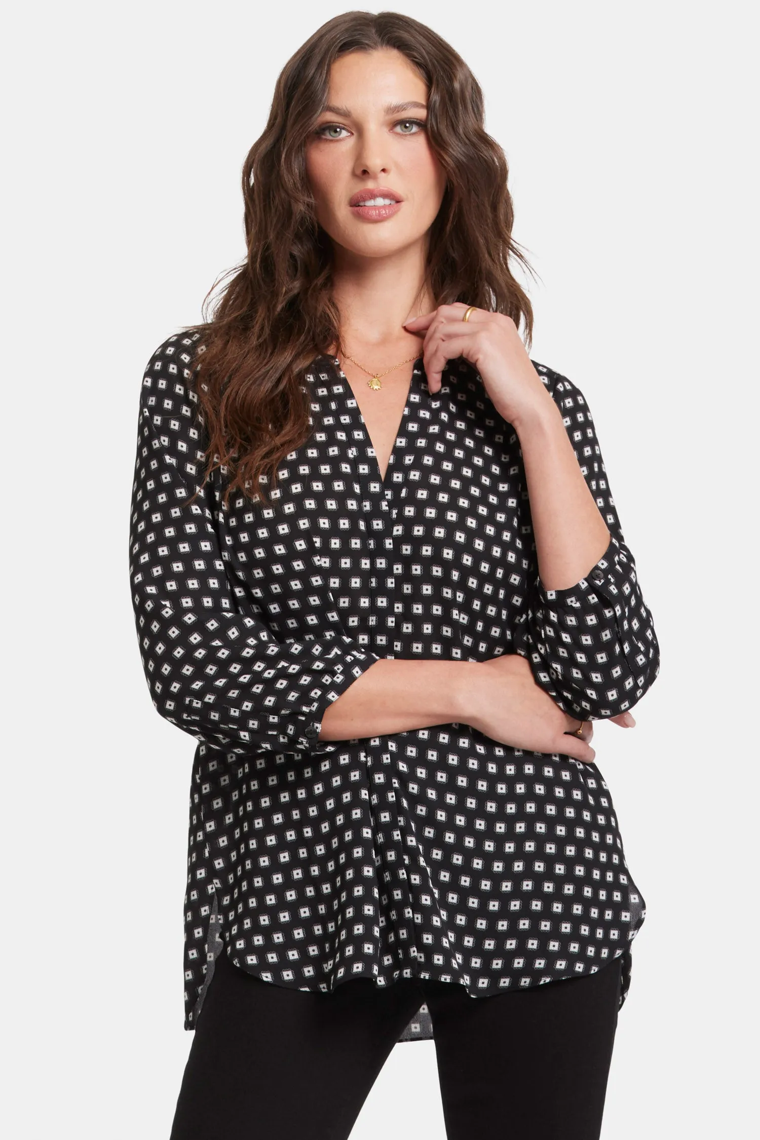 Pintuck Blouse - Pearl Medallion sold by NYDJ