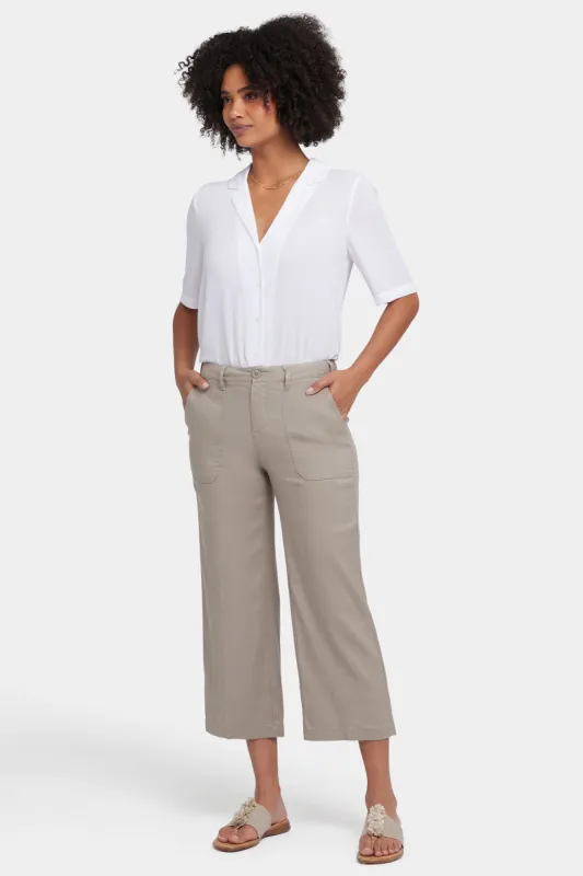 Wide Leg Cargo Capri Pants In Petite - Saddlewood sold by NYDJ