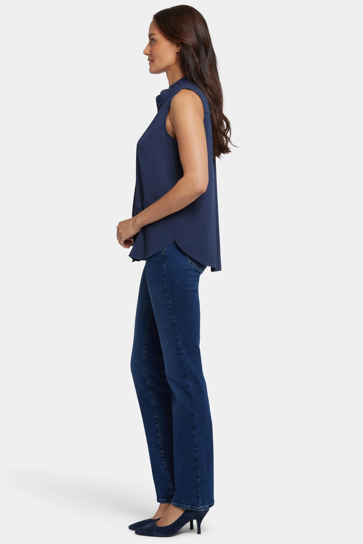 Sleeveless Ruffle Neck Blouse - Oxford Navy sold by NYDJ product image thumbnail 3