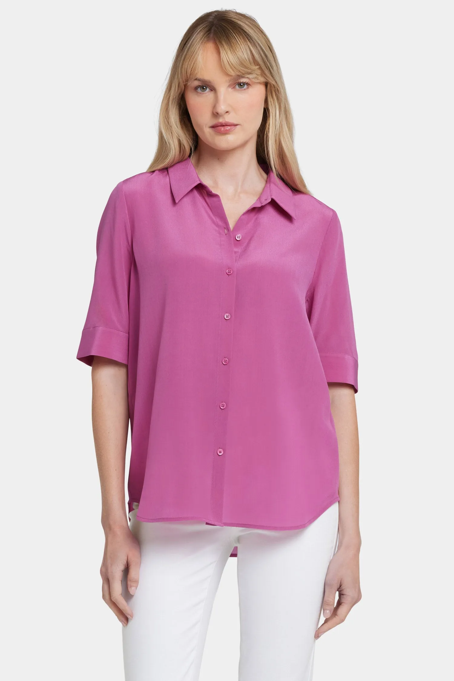 Riley Silk Elbow Sleeved Blouse - Red Violet sold by NYDJ product image thumbnail 4