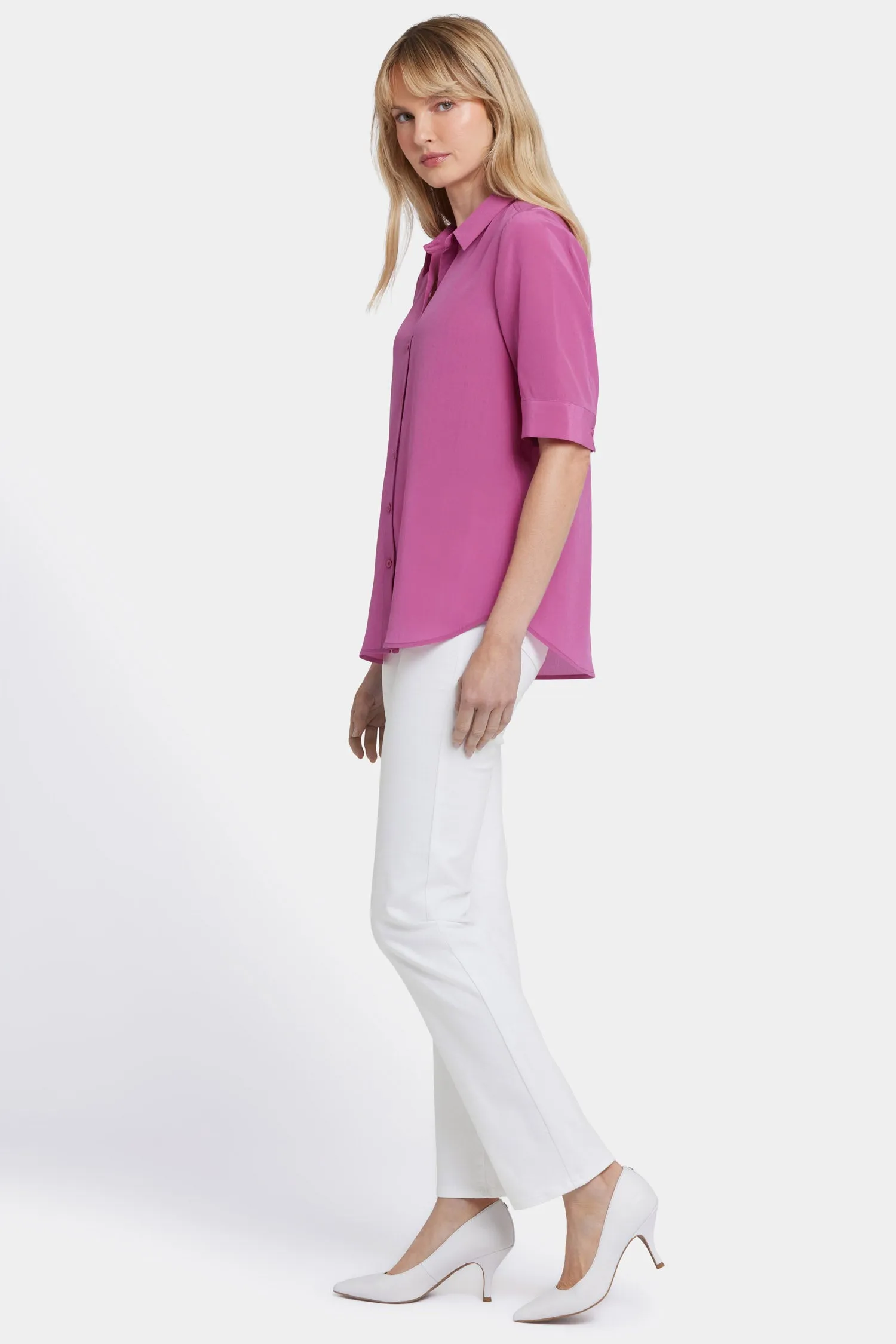 Riley Silk Elbow Sleeved Blouse - Red Violet sold by NYDJ product image thumbnail 3