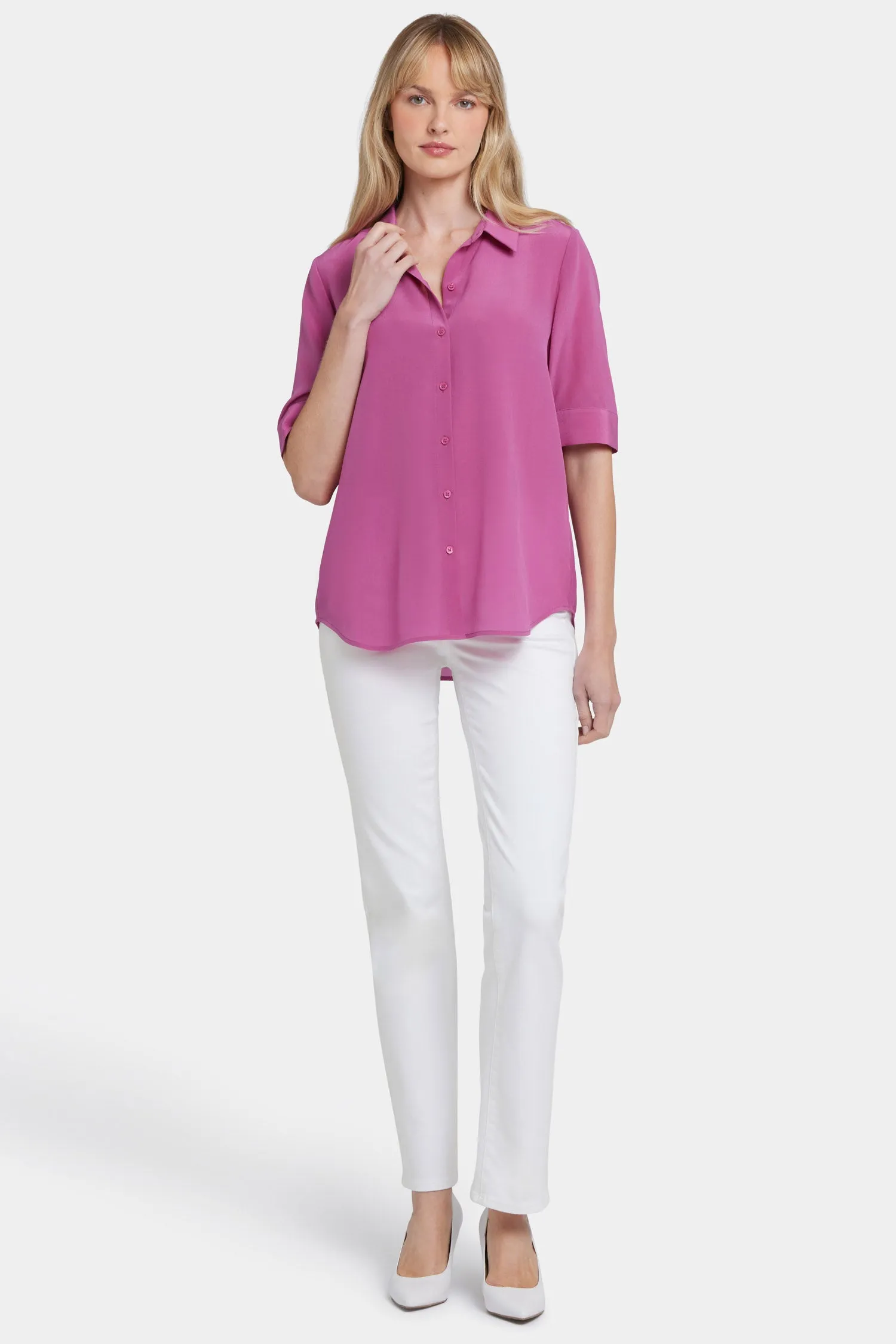 Riley Silk Elbow Sleeved Blouse - Red Violet sold by NYDJ product image thumbnail 5