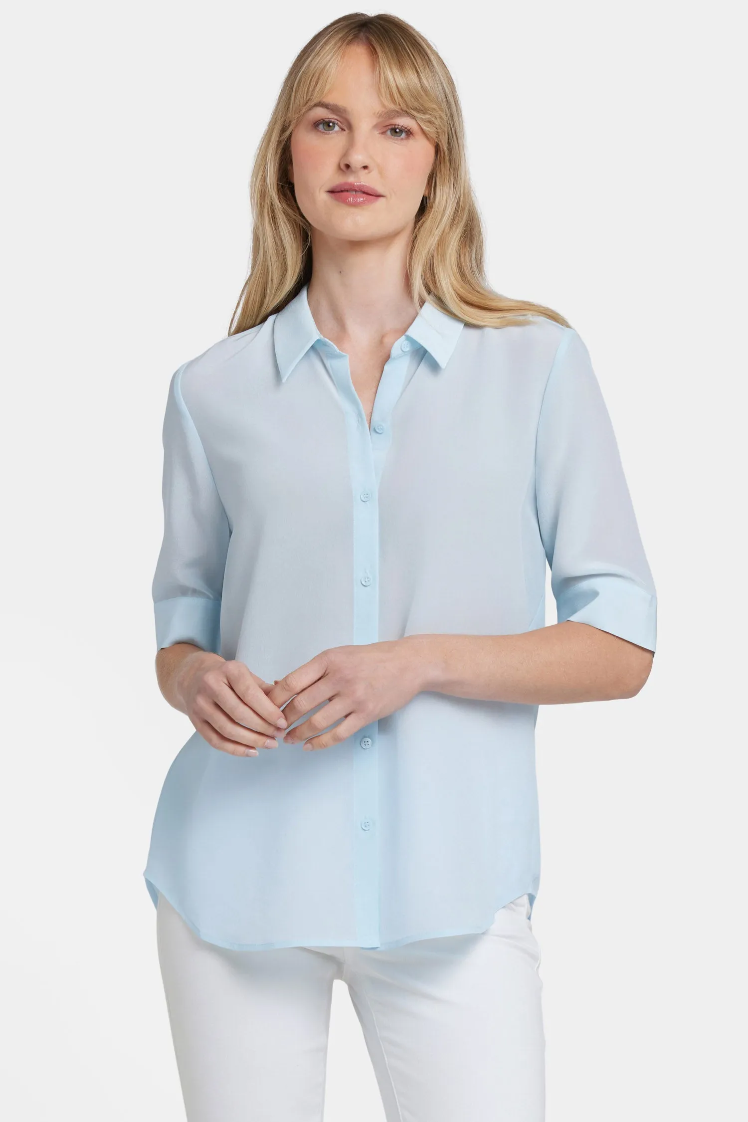 Riley Silk Elbow Sleeved Blouse - Aquatic sold by NYDJ product image thumbnail 4