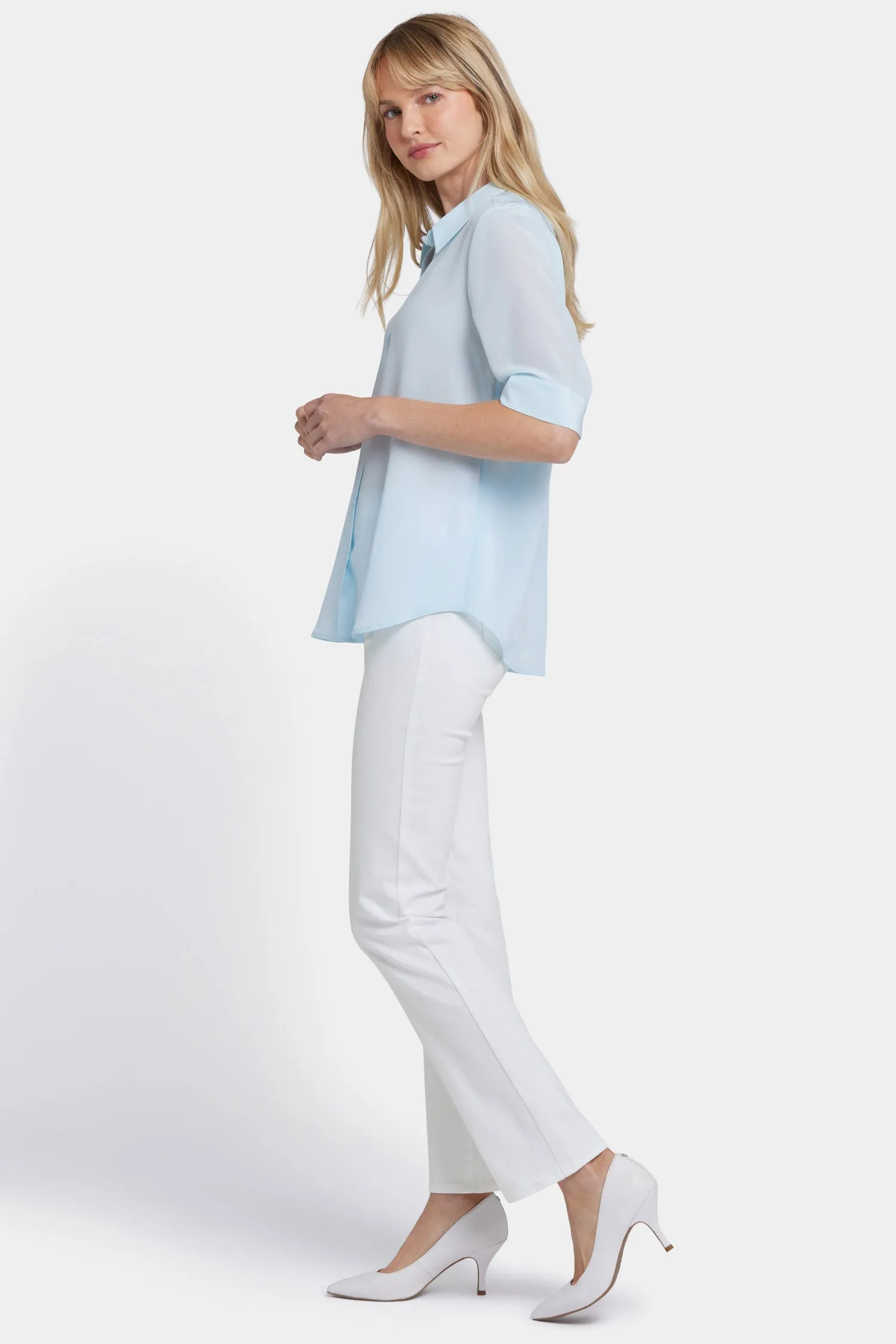 Riley Silk Elbow Sleeved Blouse - Aquatic sold by NYDJ product image thumbnail 3