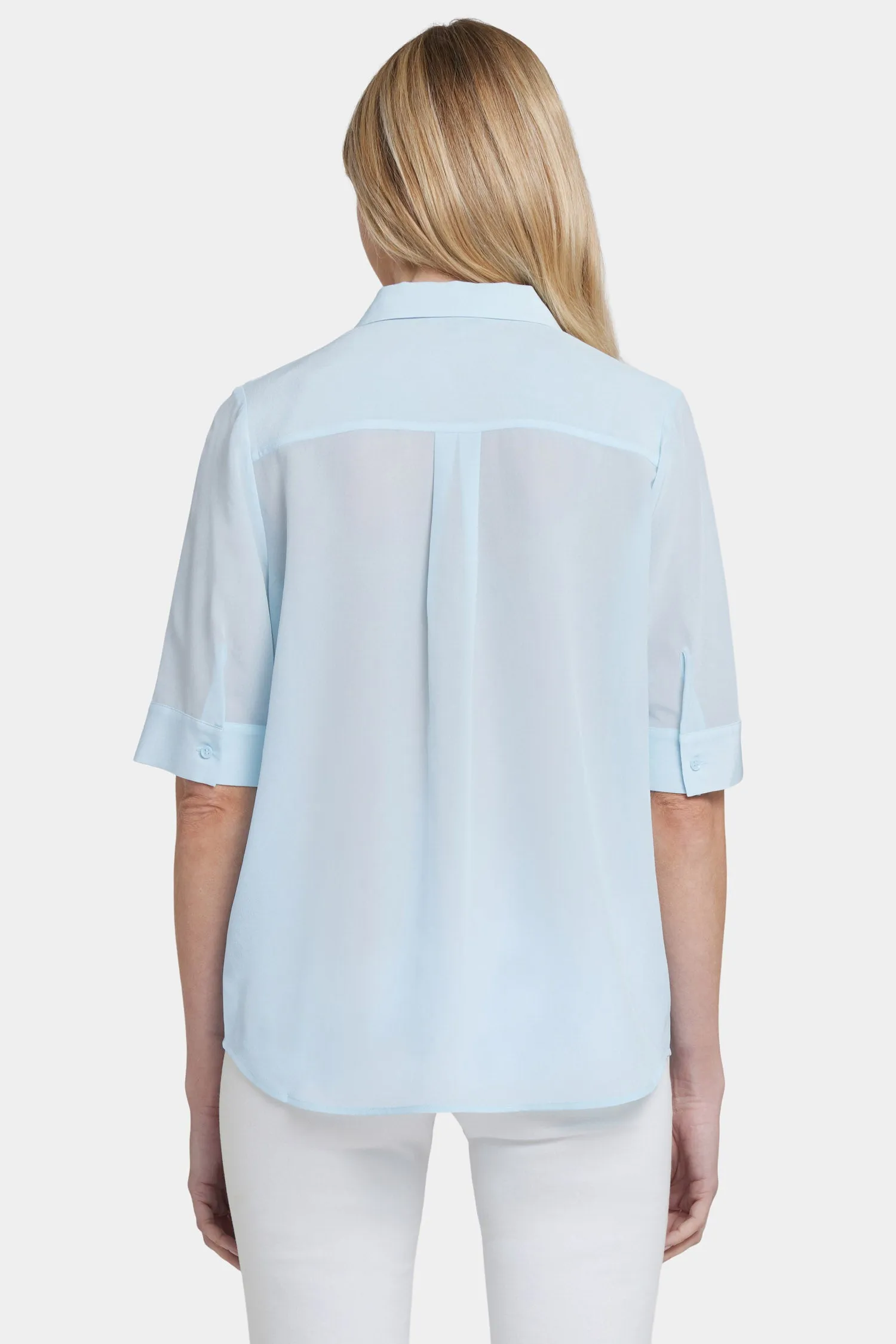 Riley Silk Elbow Sleeved Blouse - Aquatic sold by NYDJ product image thumbnail 2