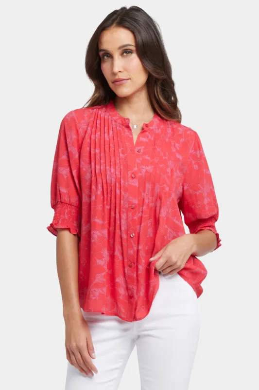 Pleated Short Sleeved Blouse - Valencia sold by NYDJ