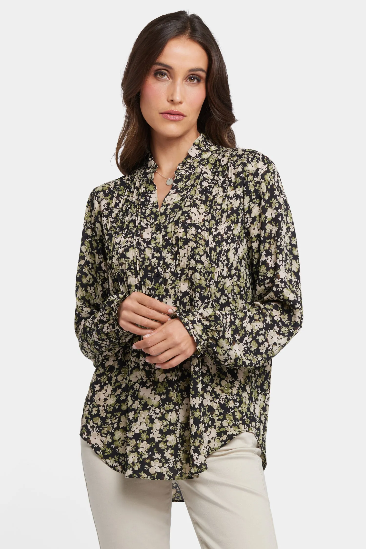 Pleated Front Tunic - Granada Garden sold by NYDJ product image thumbnail 4