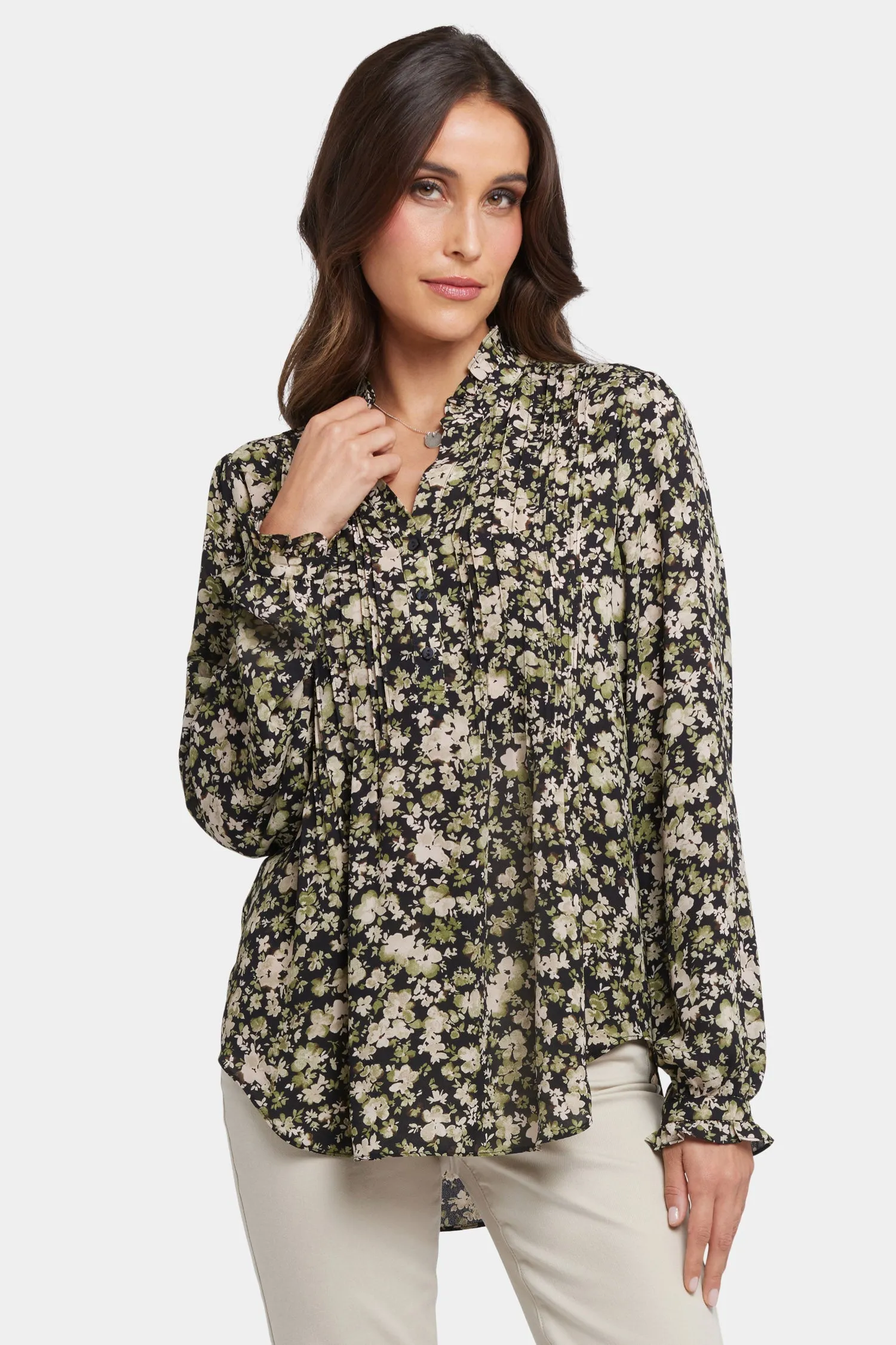 Pleated Front Tunic - Granada Garden sold by NYDJ