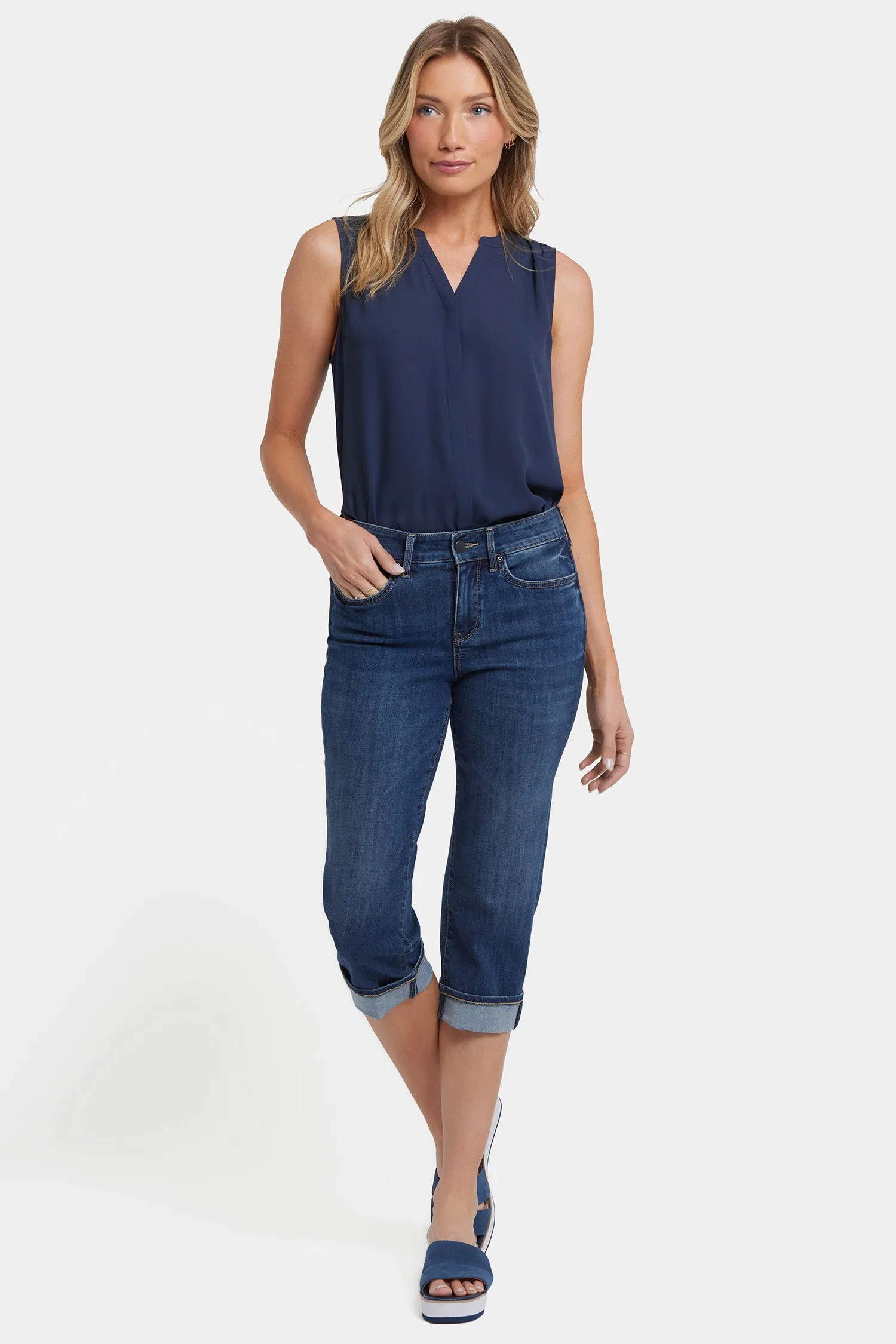 Marilyn Straight Crop Jeans In Petite - Rio Rapids sold by NYDJ