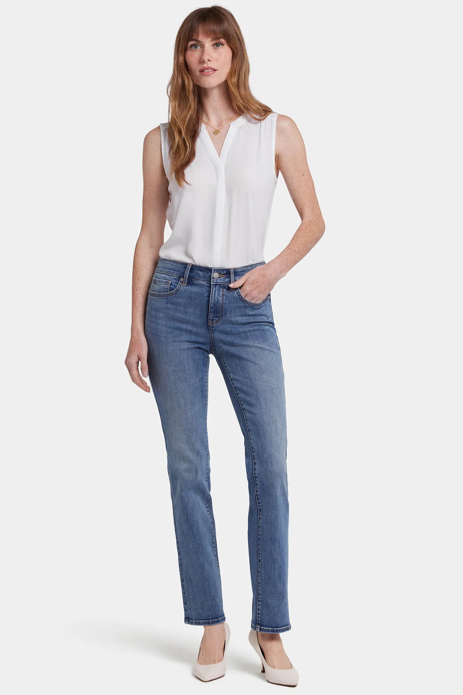 Marilyn Straight Jeans In Petite - Majorca Bay sold by NYDJ