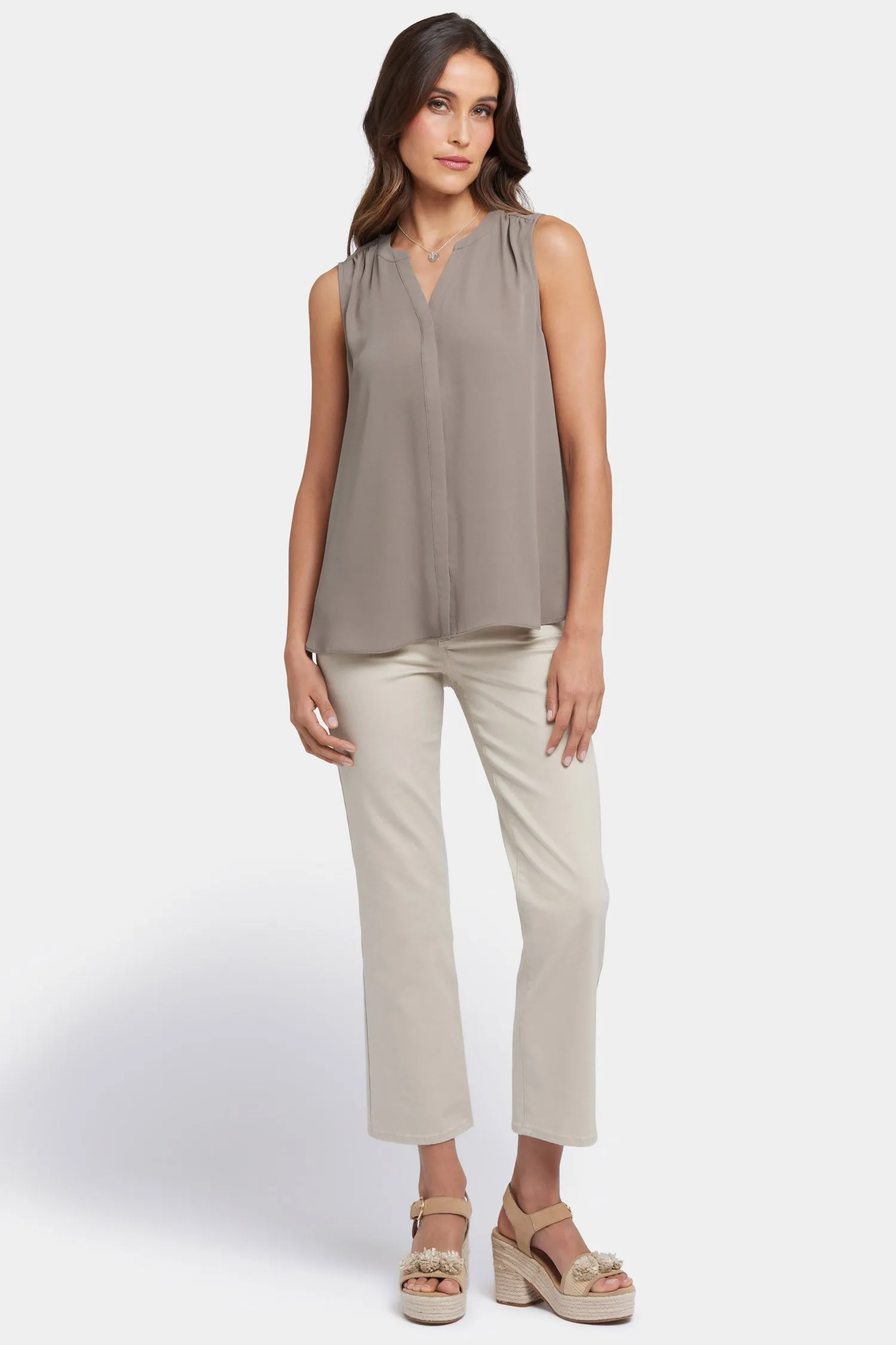 Sleeveless Pintuck Blouse - Saddlewood sold by NYDJ product image thumbnail 5