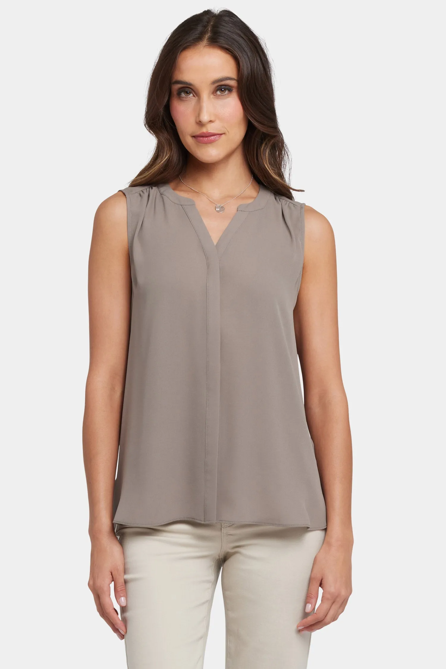 Sleeveless Pintuck Blouse - Saddlewood sold by NYDJ product image thumbnail 4
