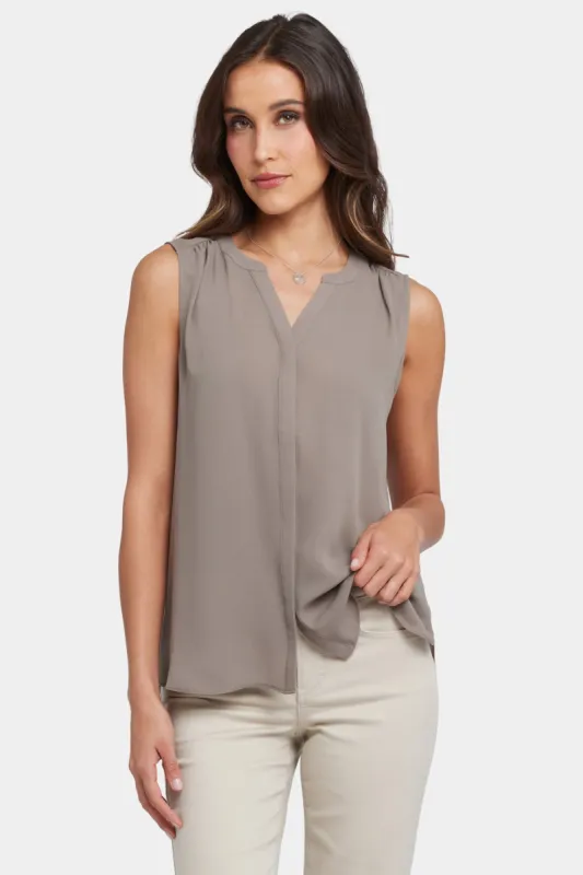 Sleeveless Pintuck Blouse - Saddlewood sold by NYDJ