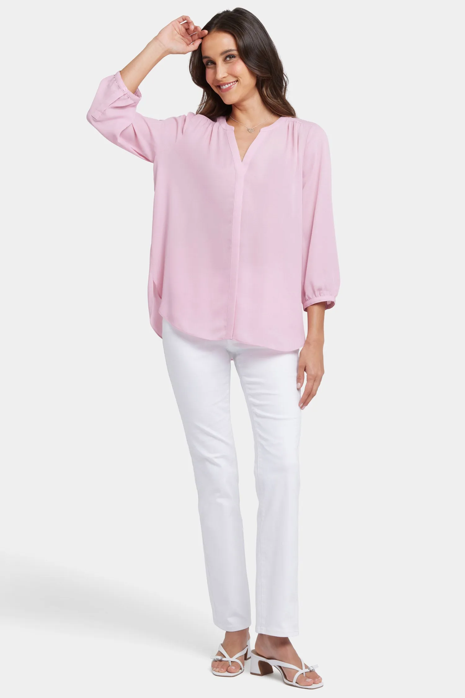 Pintuck Blouse - Pink Nectar sold by NYDJ product image thumbnail 5