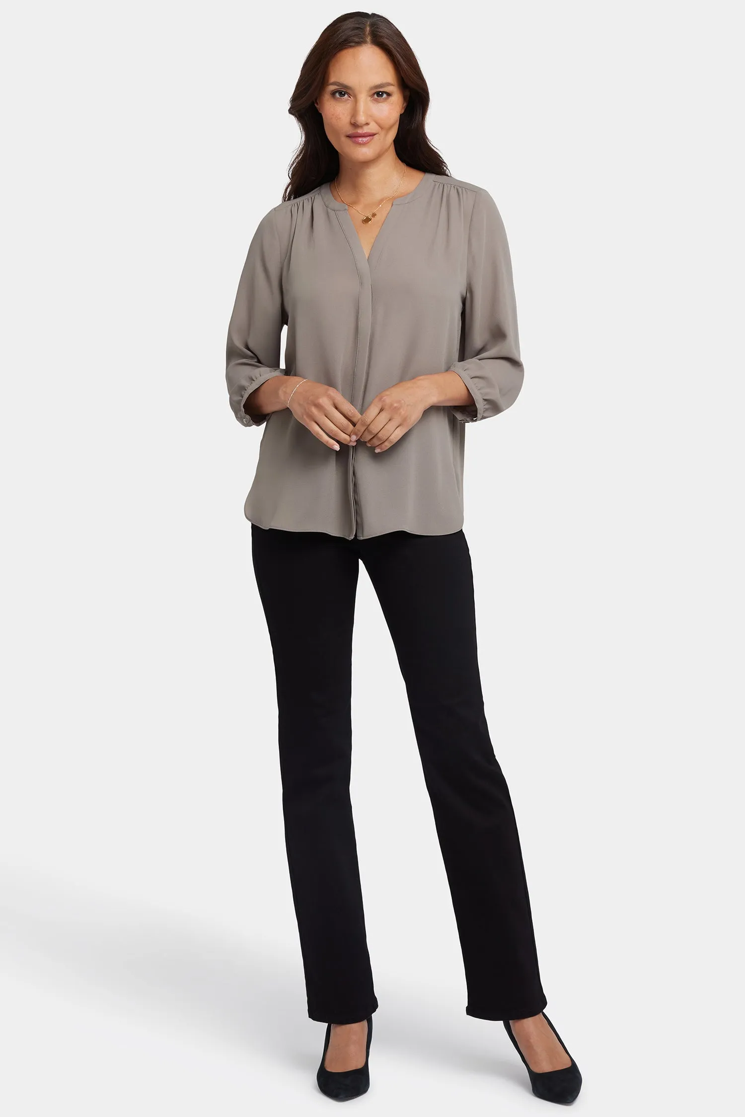 Pintuck Blouse - Saddlewood sold by NYDJ product image thumbnail 5