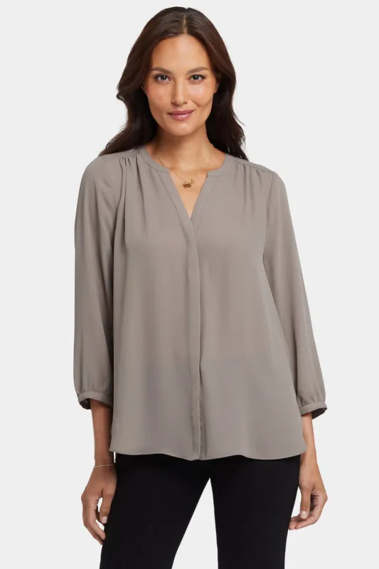 Pintuck Blouse - Saddlewood sold by NYDJ