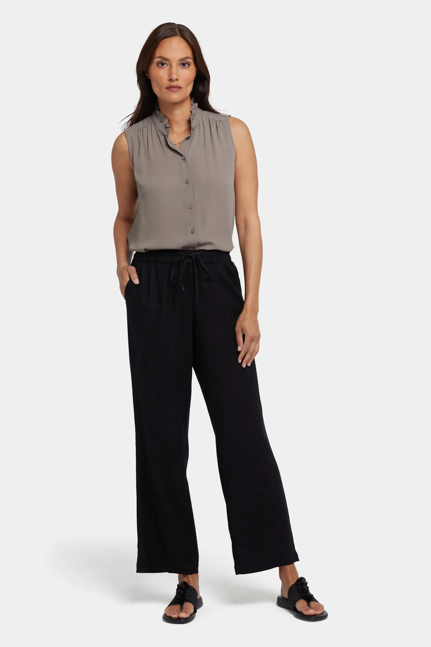 Relaxed Drawstring Pull-On Pants In Petite - Black sold by NYDJ