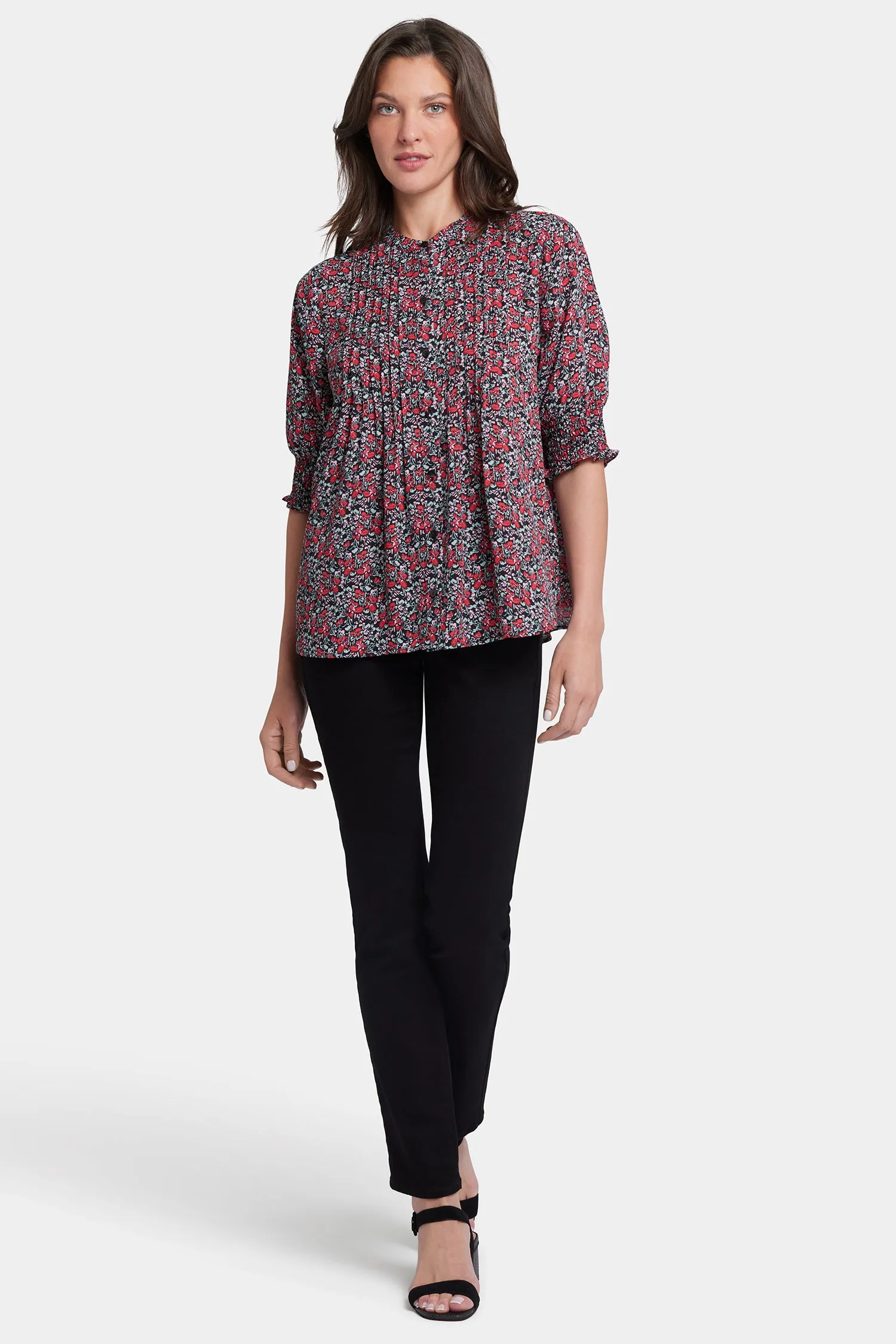 Pleated Short Sleeved Blouse - Los Rosales sold by NYDJ product image thumbnail 5