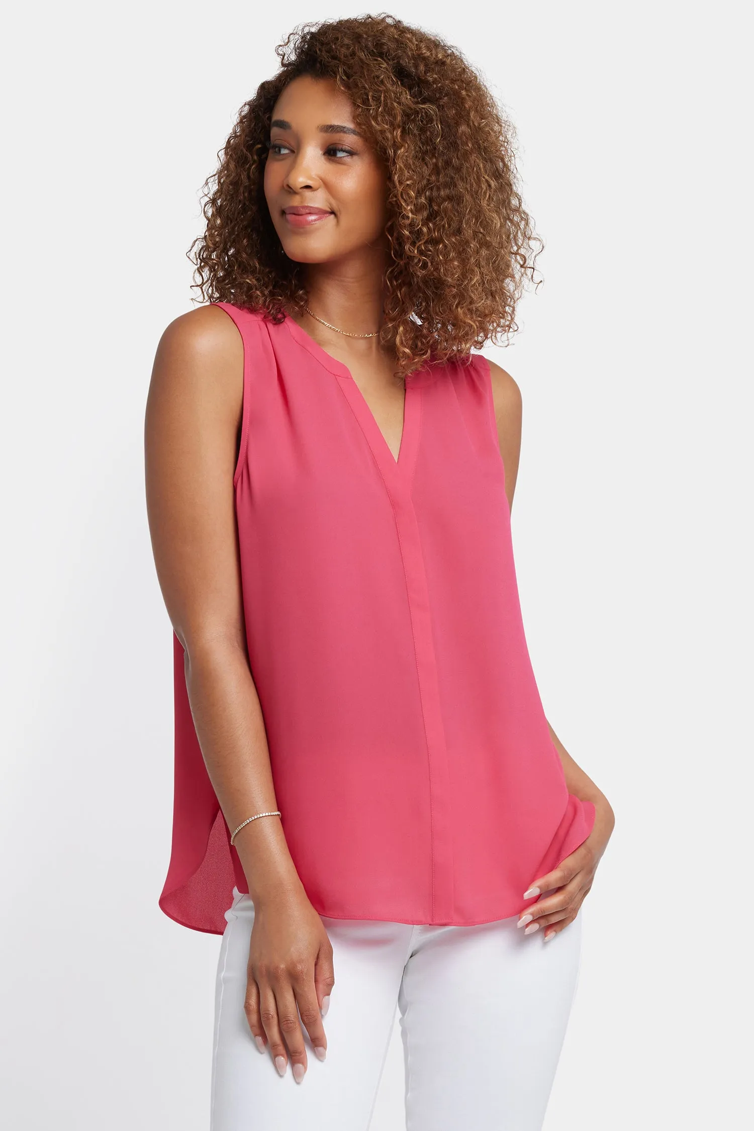 Sleeveless Pintuck Blouse - Watermelon sold by NYDJ