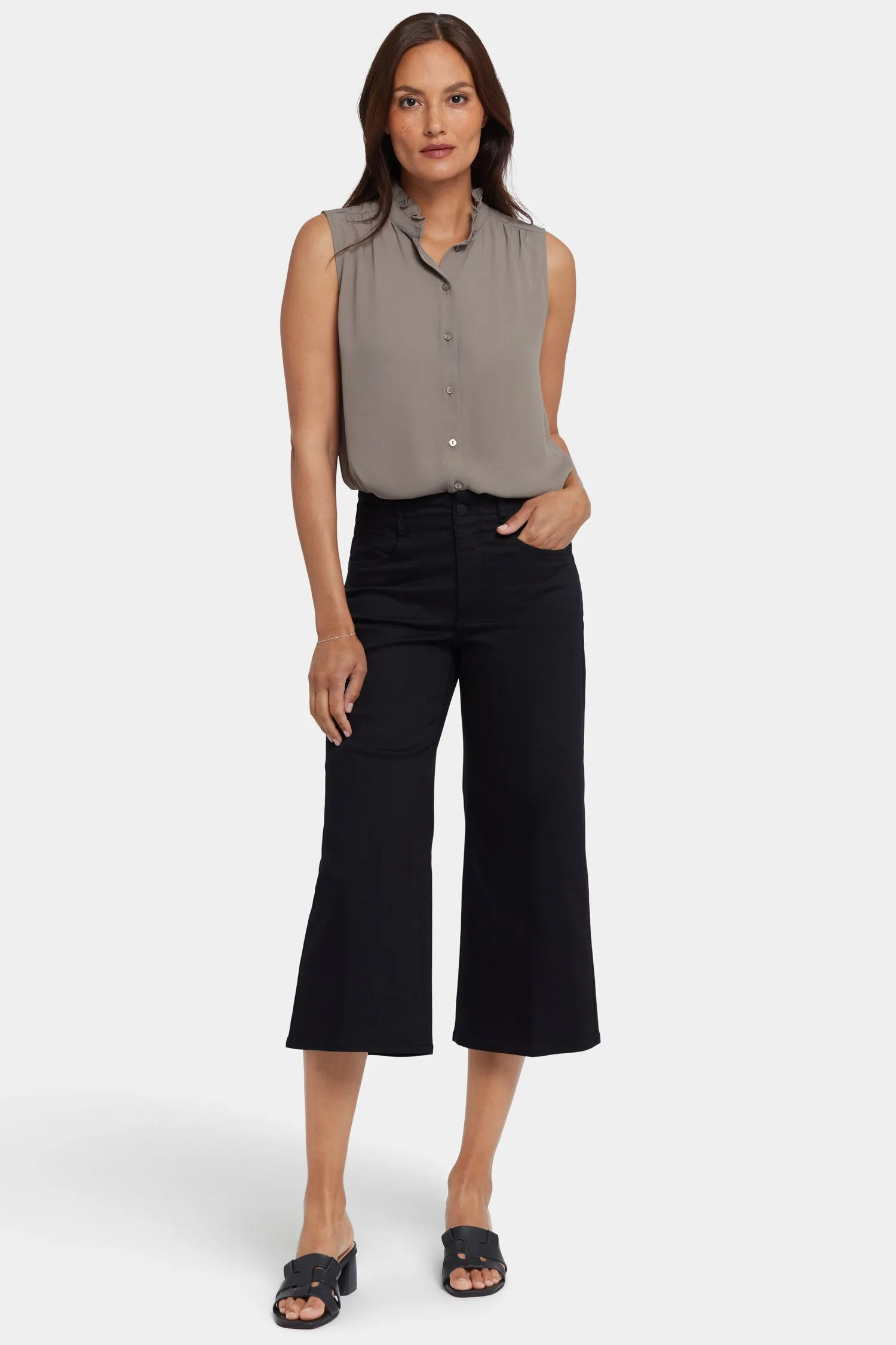 Brigitte Wide Leg Capri Jeans - Black sold by NYDJ