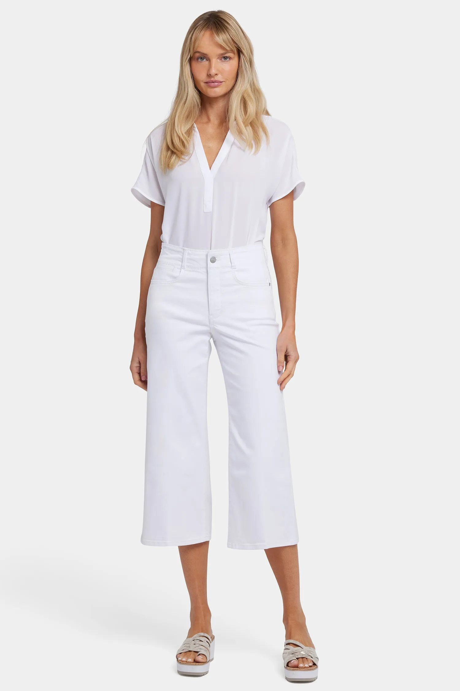 Brigitte Wide Leg Capri Jeans - Optic White sold by NYDJ