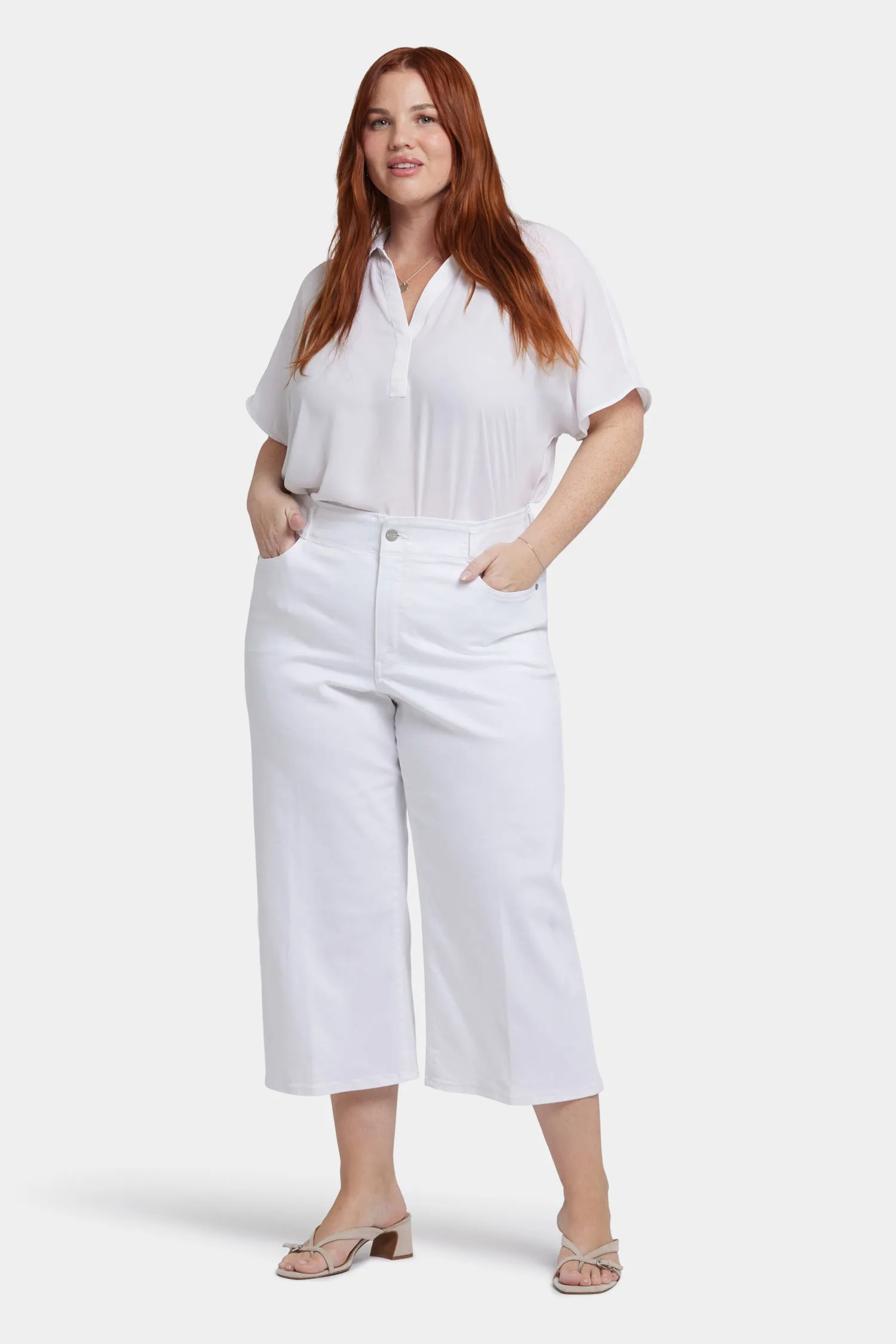 Brigitte Wide Leg Capri Jeans In Plus Size - Optic White sold by NYDJ
