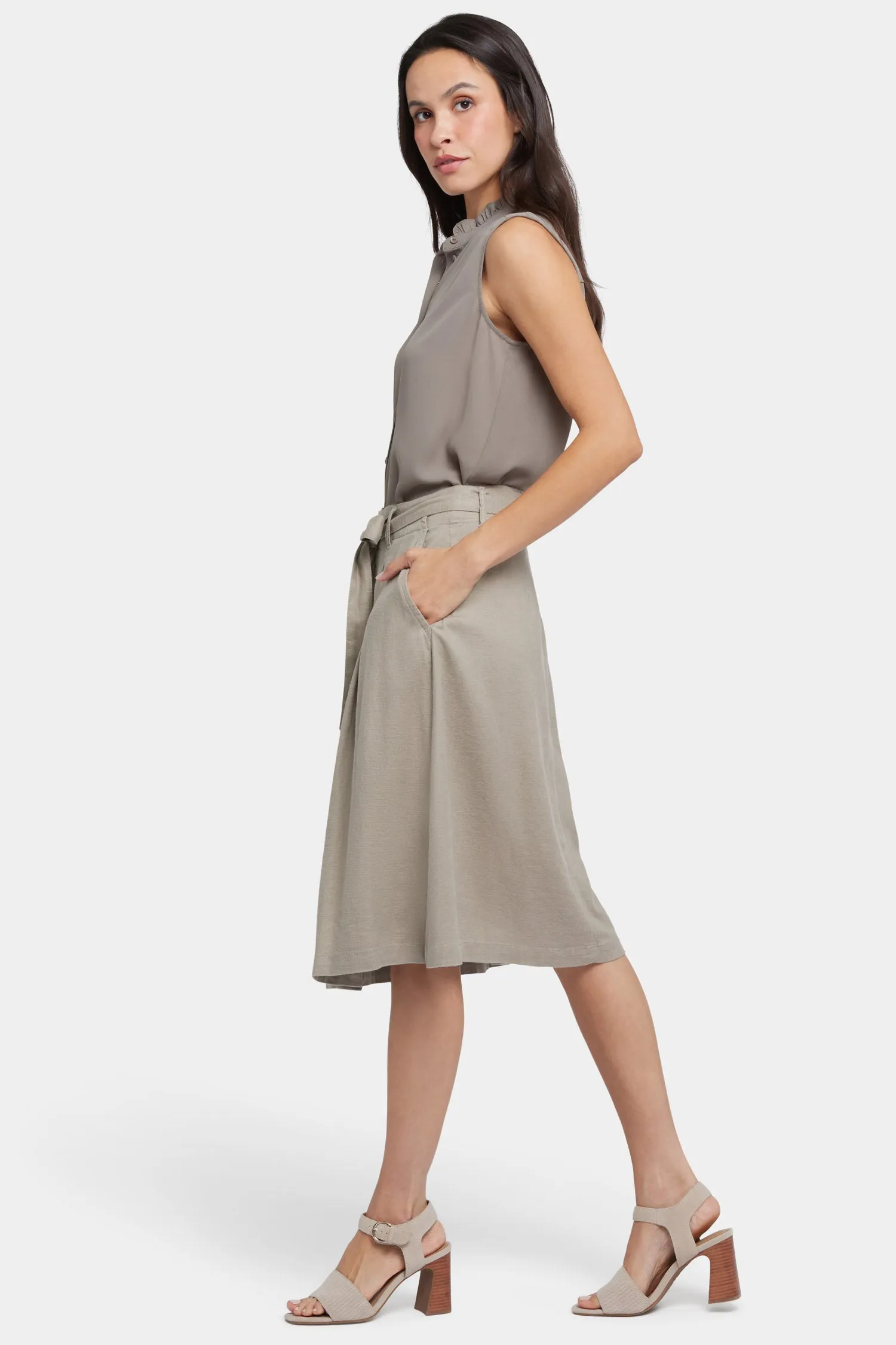 Button Front Midi Skirt - Saddlewood sold by NYDJ product image thumbnail 5