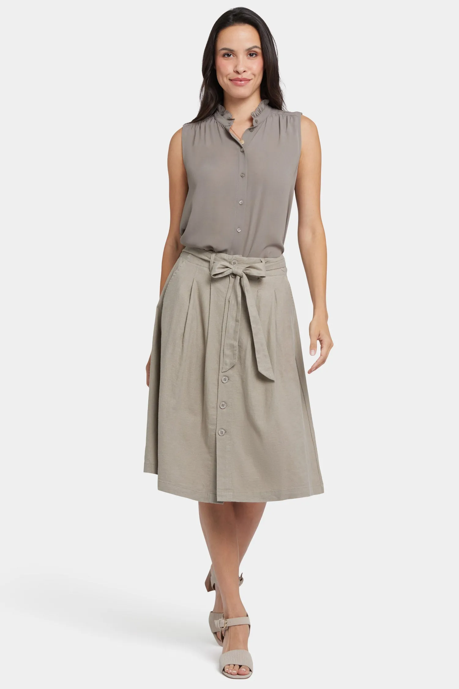 Button Front Midi Skirt - Saddlewood sold by NYDJ product image thumbnail 4