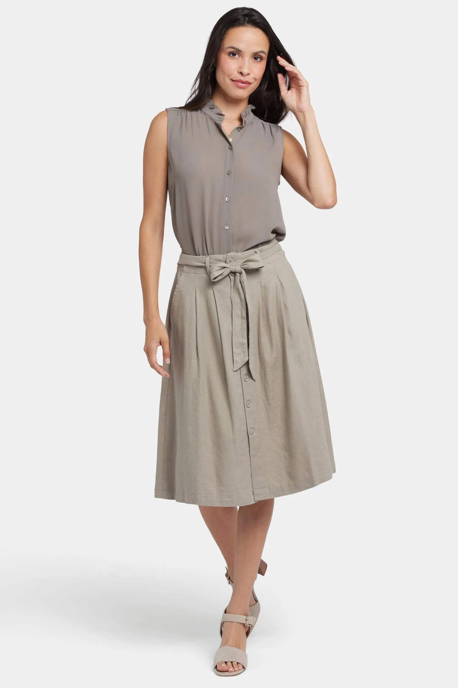 Button Front Midi Skirt - Saddlewood sold by NYDJ