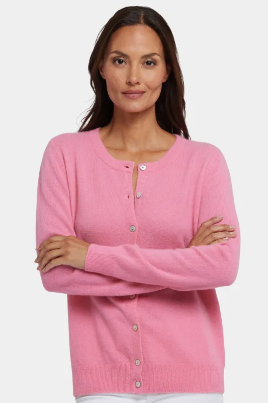 Cashmere Crewneck Cardigan - Heather Pink sold by NYDJ