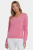 Cashmere Classic V-Neck Sweater - Heather Pink sold by NYDJ