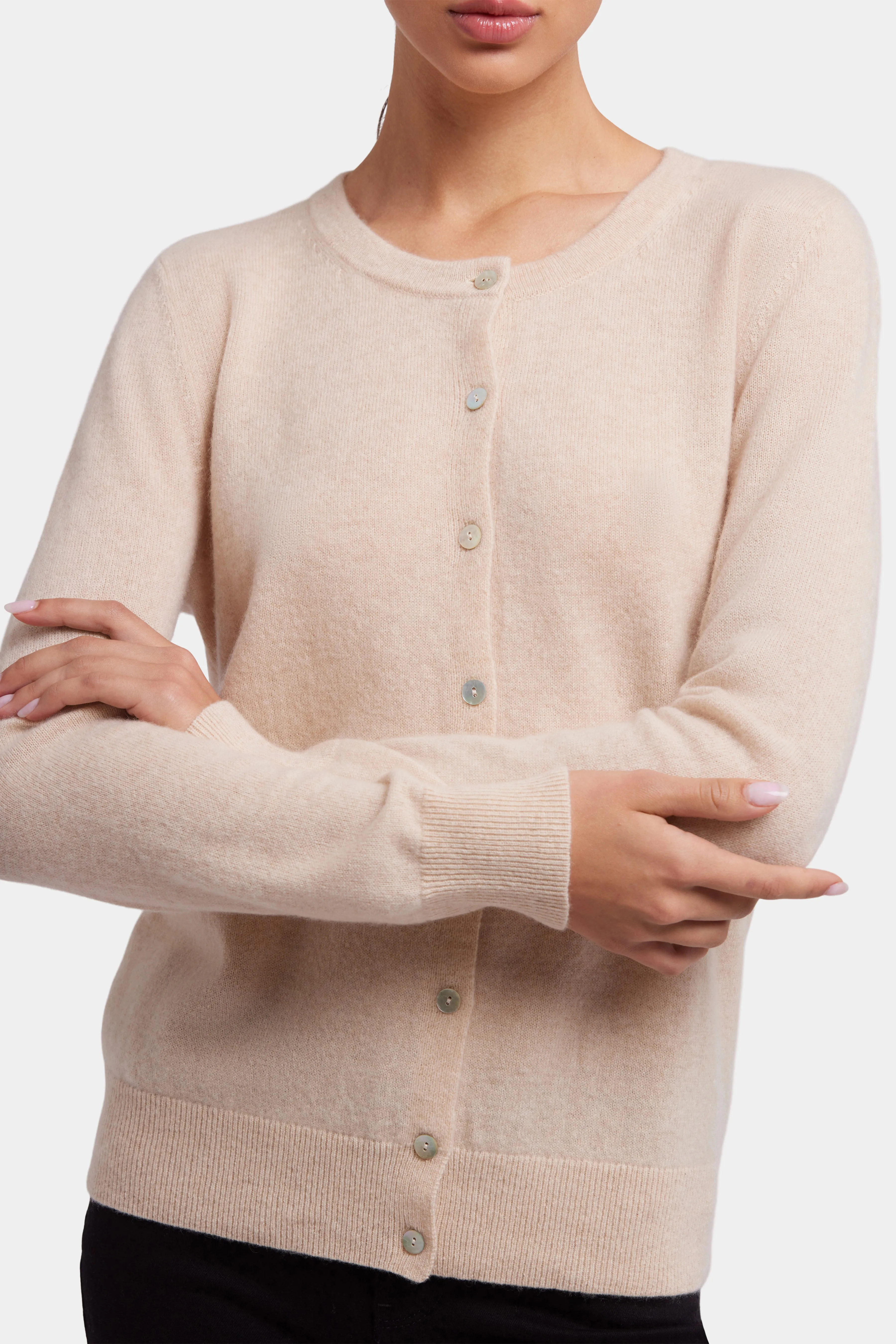 Cashmere Crewneck Cardigan - Heather Cream sold by NYDJ product image thumbnail 5