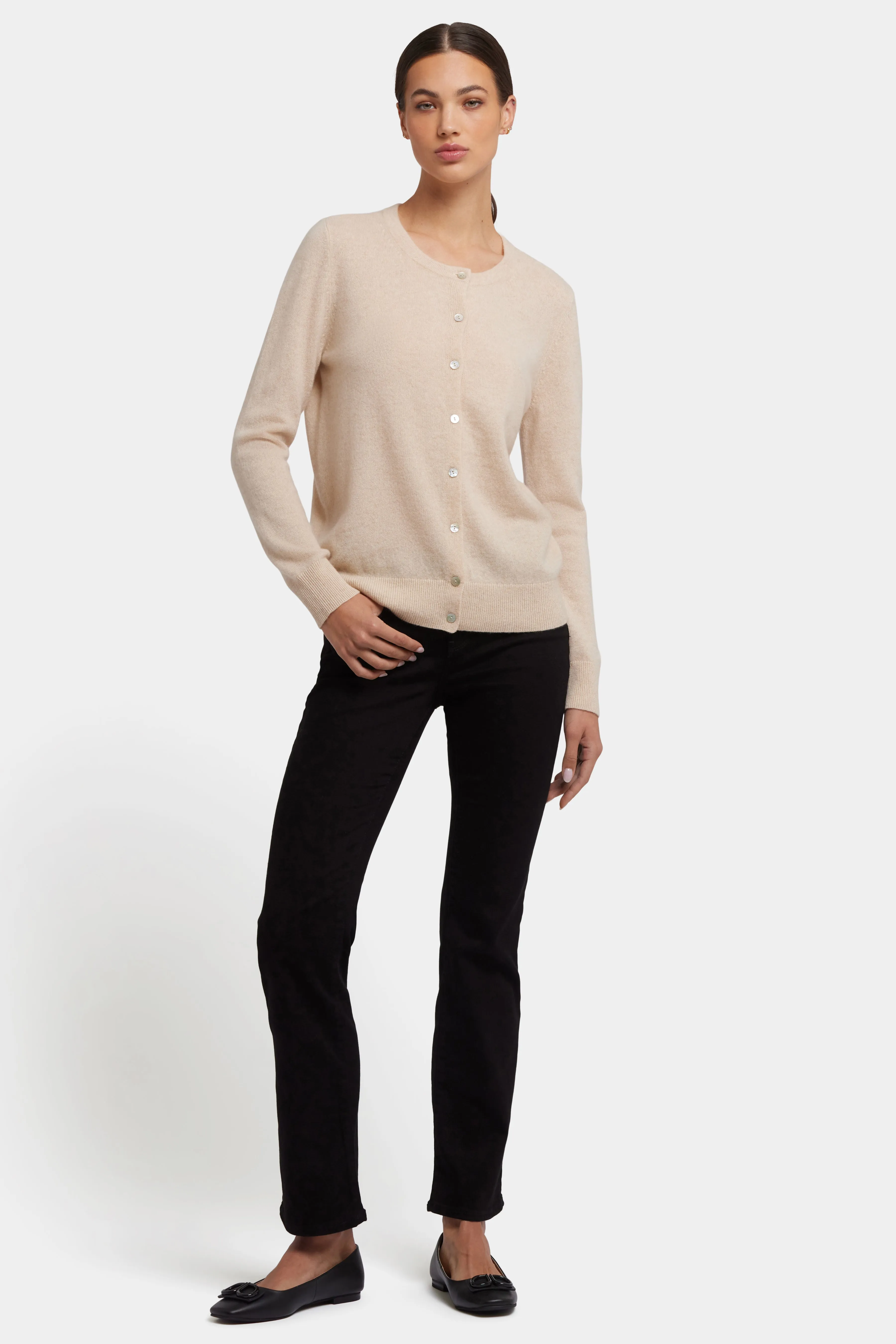 Cashmere Crewneck Cardigan - Heather Cream sold by NYDJ product image thumbnail 4