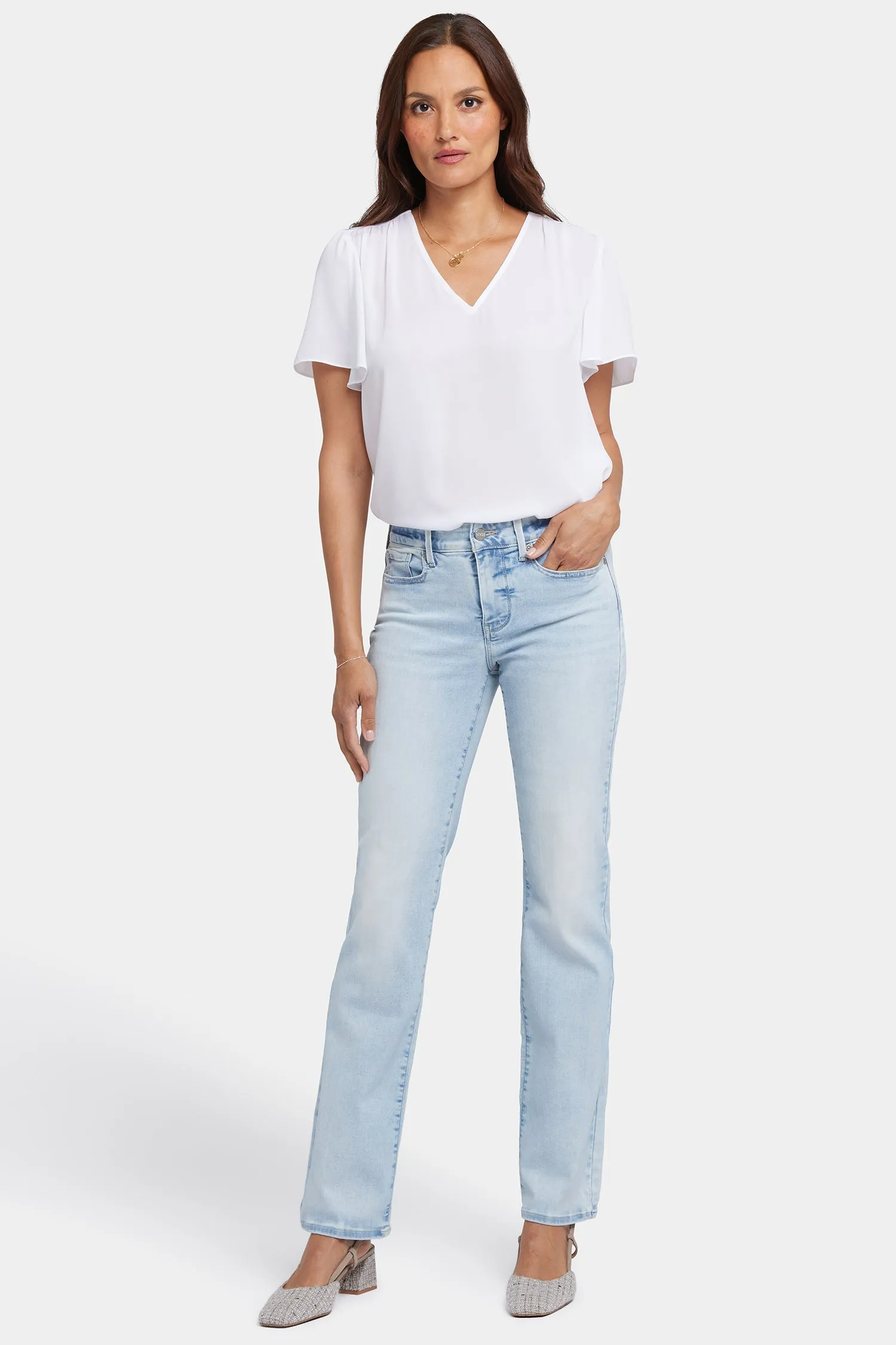 Marilyn Straight Jeans In Petite - Pamplona Ice sold by NYDJ