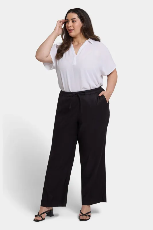 Relaxed Drawstring Pull-On Pants In Plus Size - Black sold by NYDJ