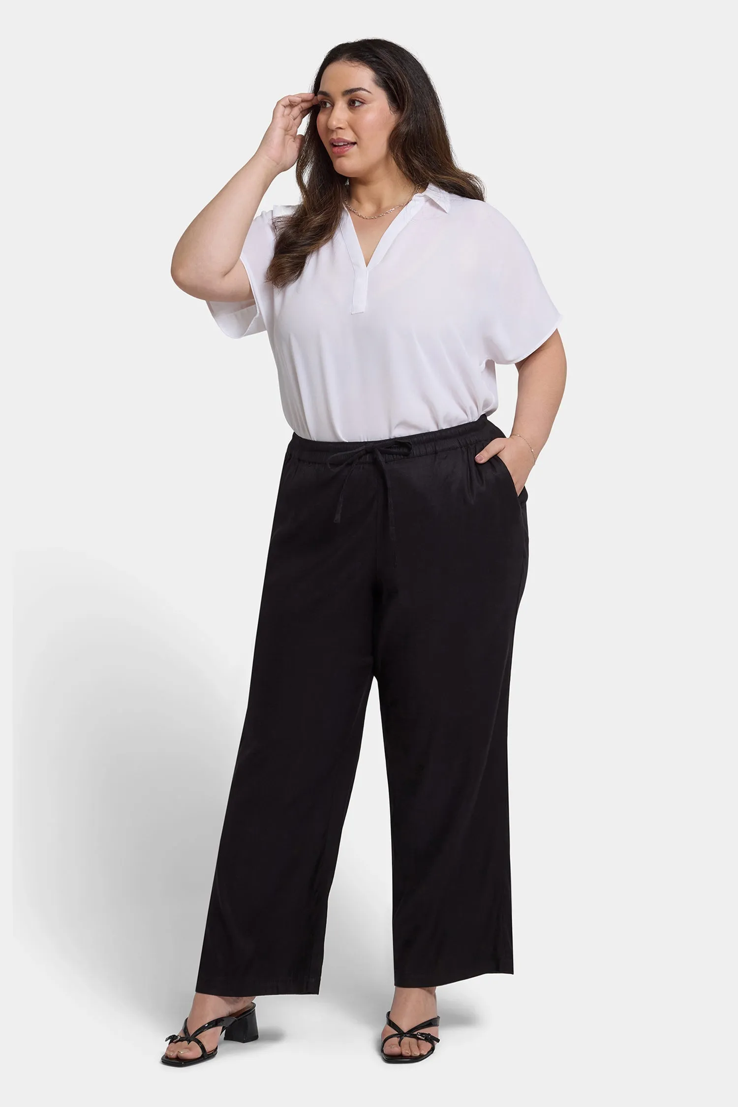 Relaxed Drawstring Pull-On Pants In Plus Size - Black sold by NYDJ