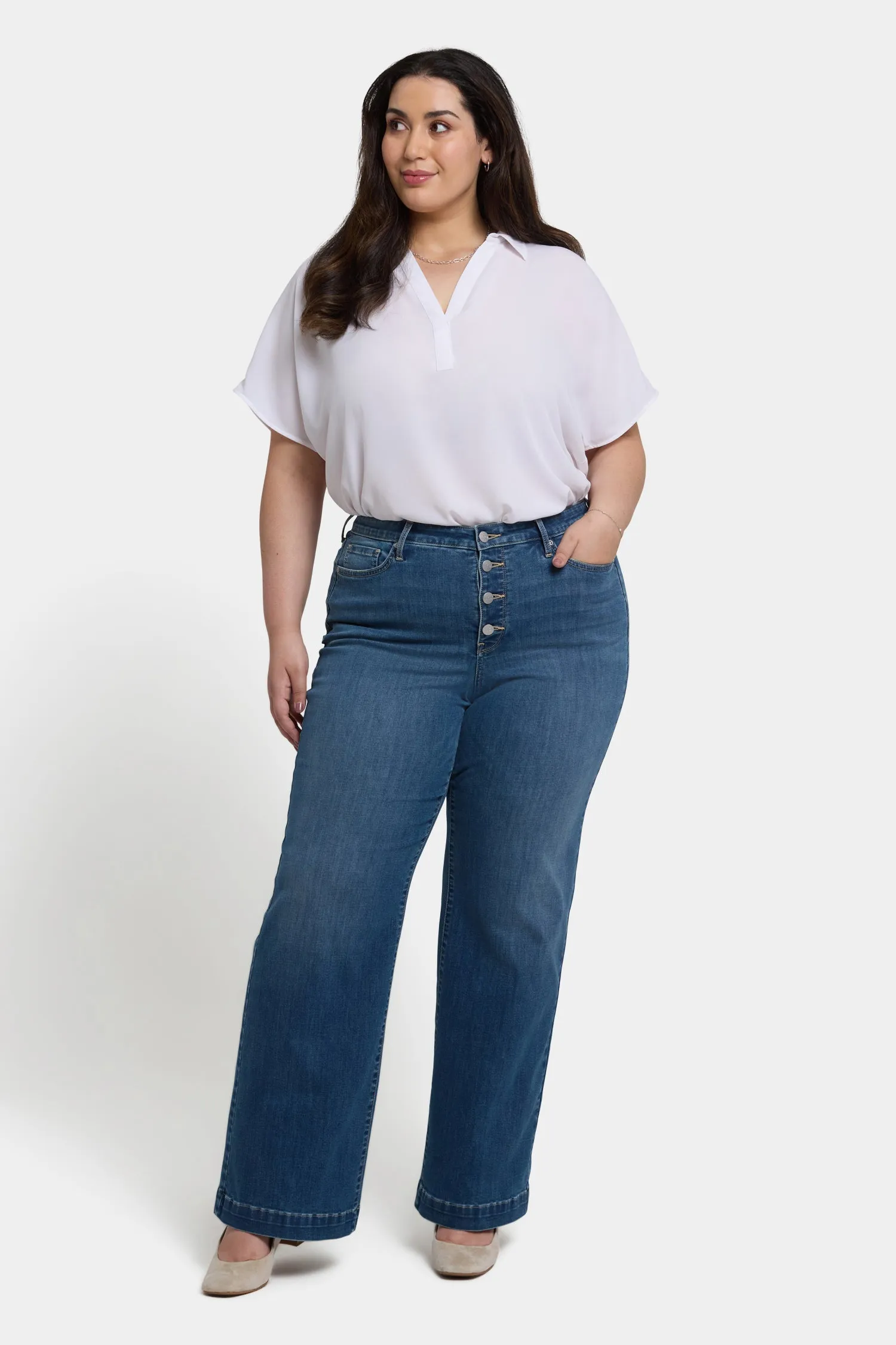 Teresa Wide Leg Jeans In Plus Size - Costa Brava sold by NYDJ