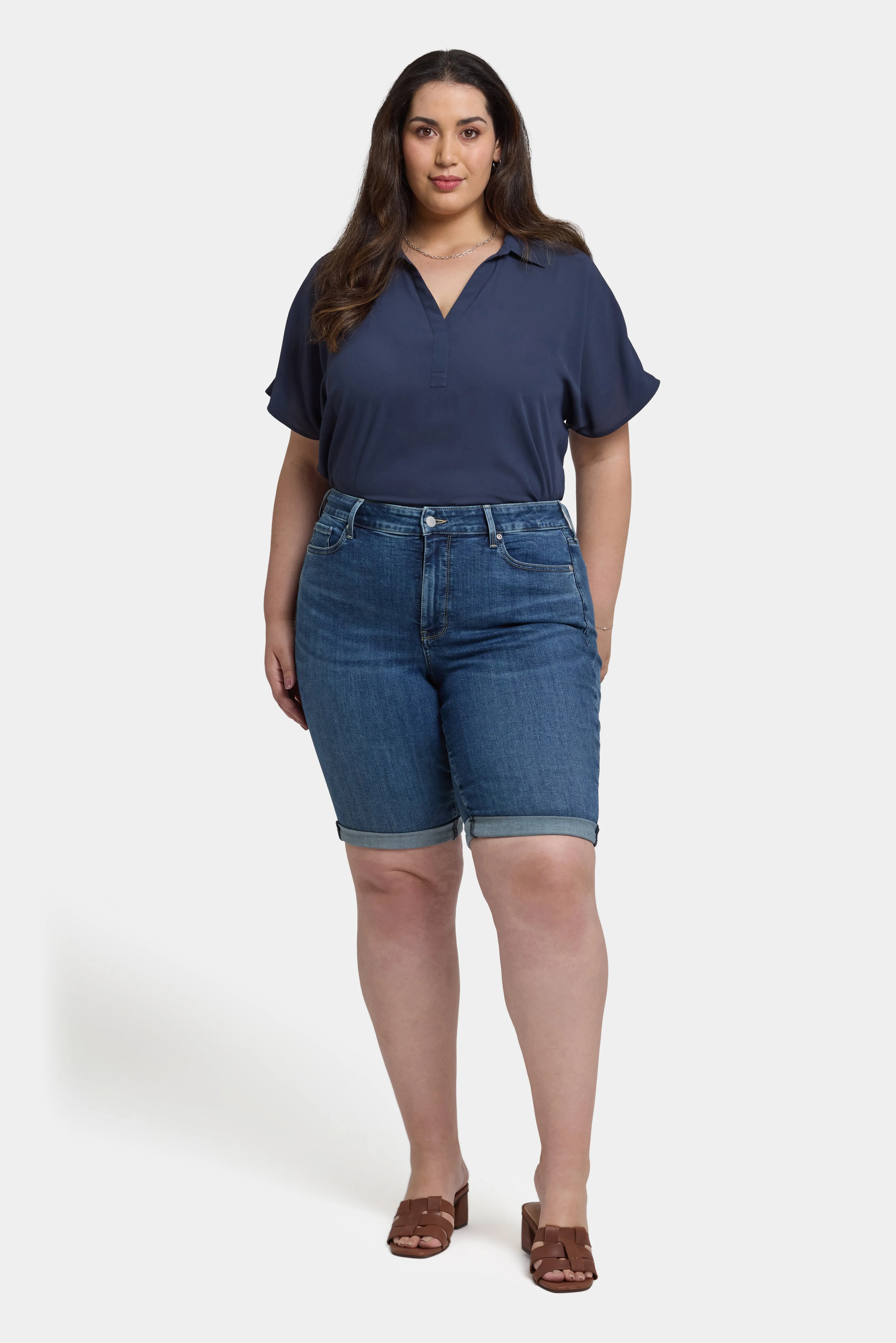 Briella 11 Inch Denim Shorts In Plus Size - Valencia Surf sold by NYDJ
